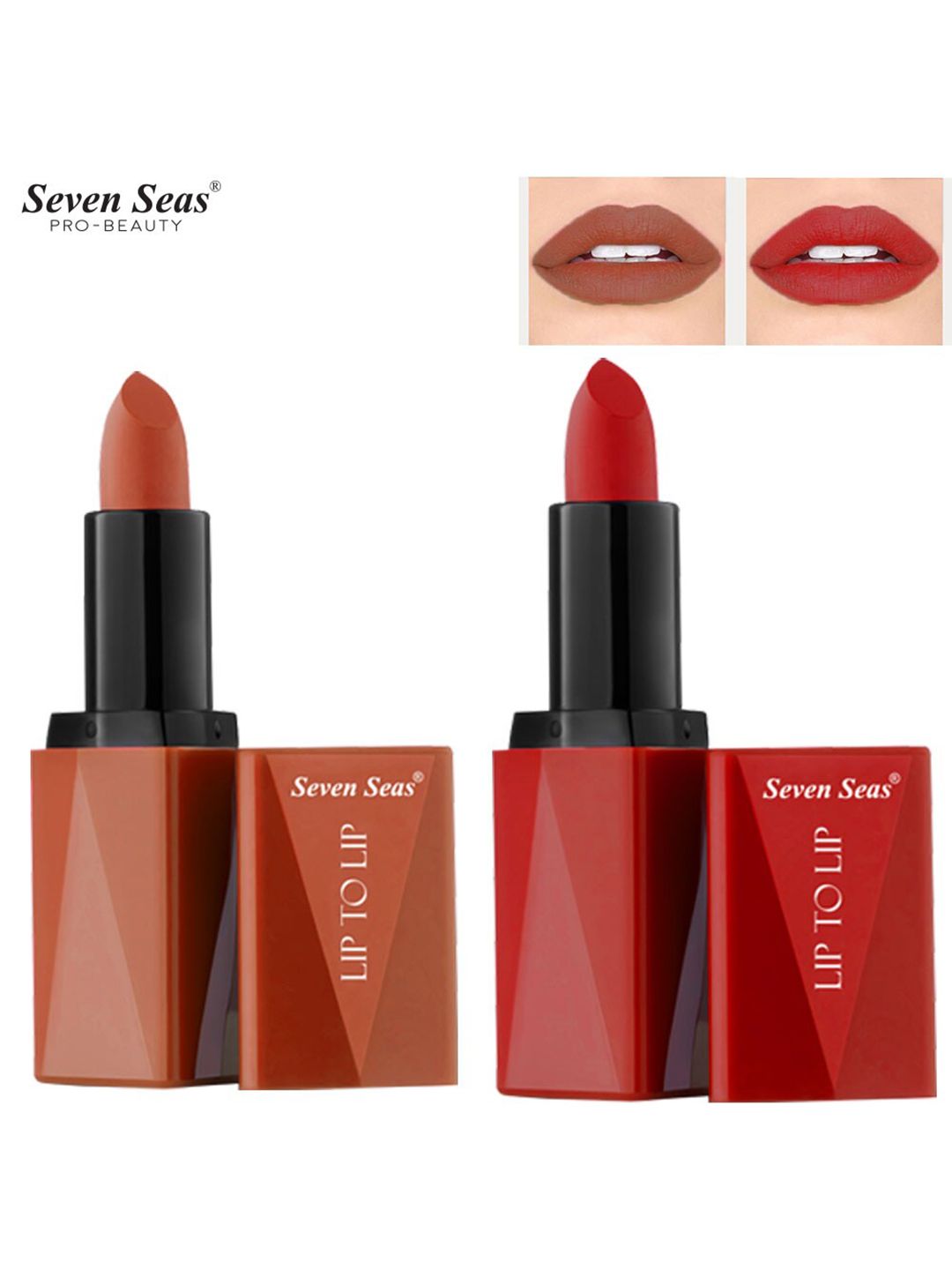 Seven Seas Set of 2 Lip To Lip Matte Lipstick - Rose 306 & Matte Red 312 Price in India