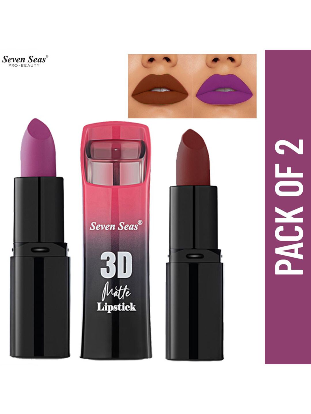 Seven Seas Set of 2 3D Matte Lipstick - Claret 310 & Rose 306 Price in India