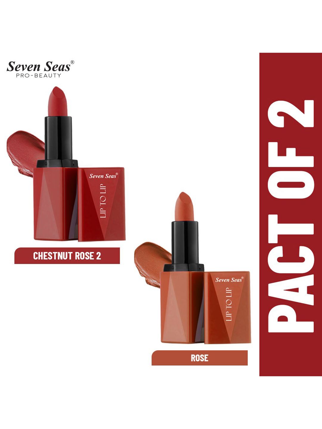 Seven Seas Set of 2 Lip To Lip Matte Lipstick - Chestnut Rose 2 305 & Rose 306 Price in India