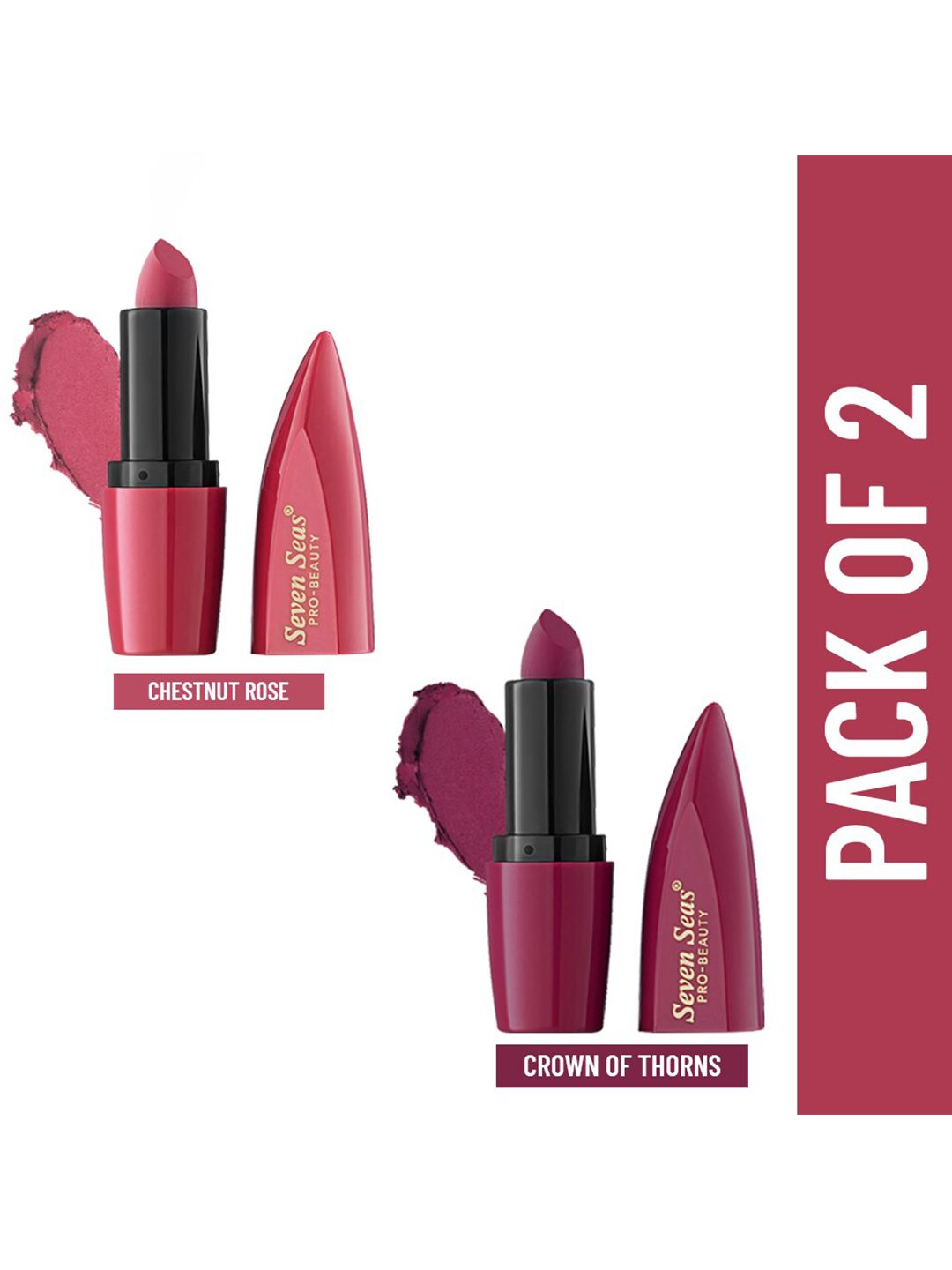 Seven Seas Set of 2 Ultimate Matte Velvet Touch Lipstick - Chestnut Rose & Crown of Thorns Price in India