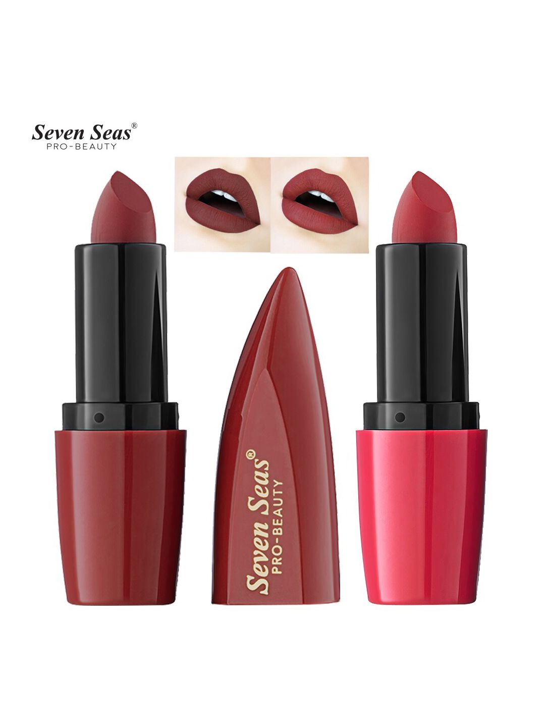 Seven Seas Set of 2 Ultimate Matte Full Coverage Lipstick - Chestnut Rose 2 305 & Rose 306 Price in India