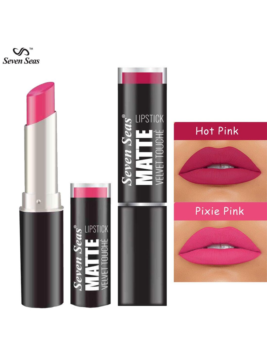 Seven Seas Set of 2 Matte Velvet Touch Lipstick - Pixie Pink & Hot Pink Price in India