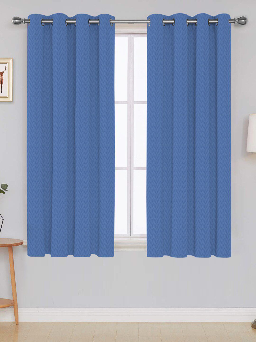Divine Casa Set Of 2 Blue Window & Shower Curtains Price in India