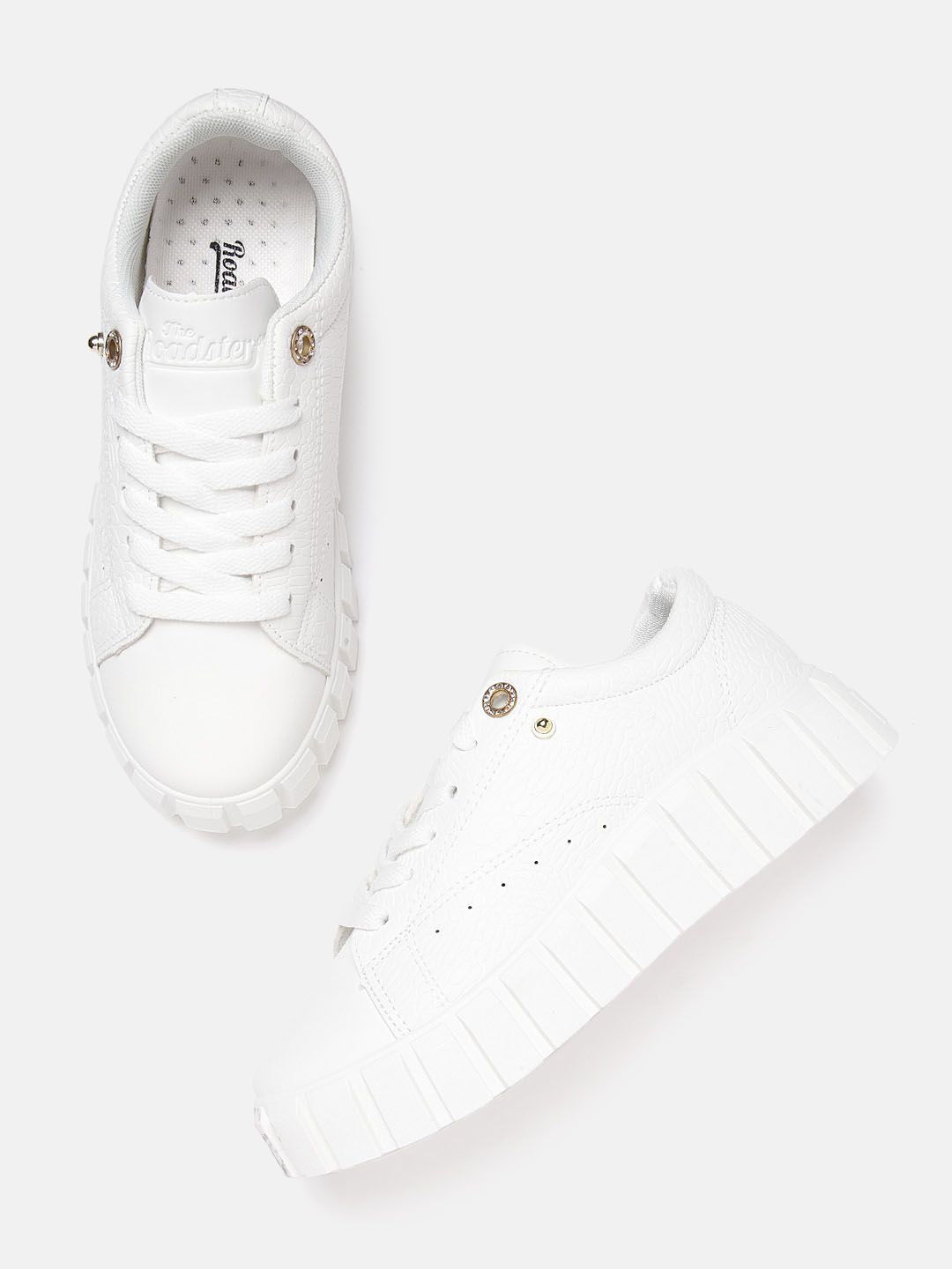 Roadster Women White Textured Sneakers Price in India