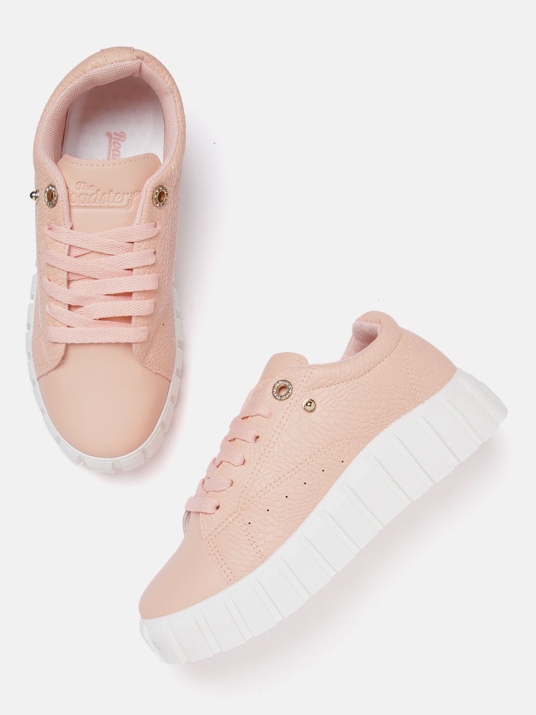 Roadster Women Peach-Coloured Textured Sneakers Price in India