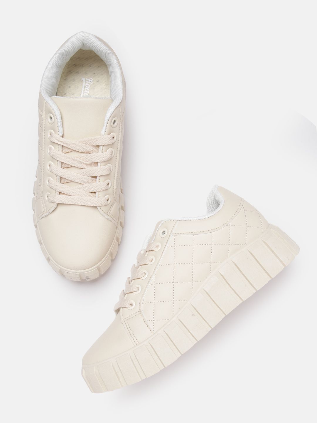 Roadster Women Beige Quilted Detail Sneakers Price in India