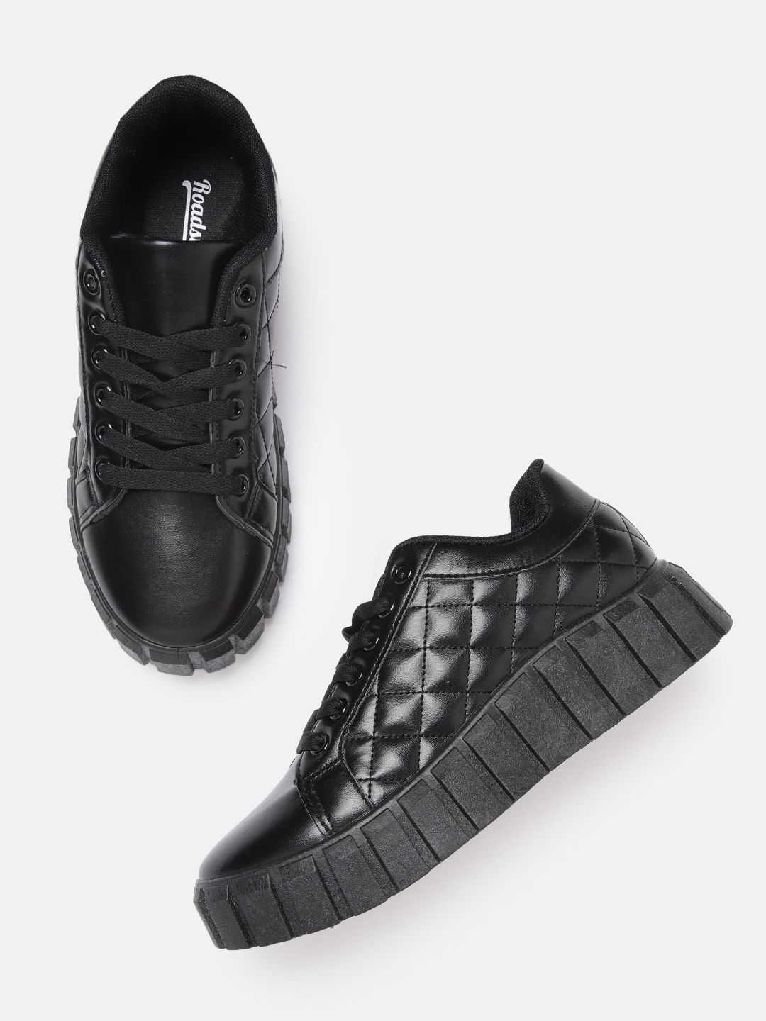 Roadster Women Black Quilted Detail Sneakers Price in India