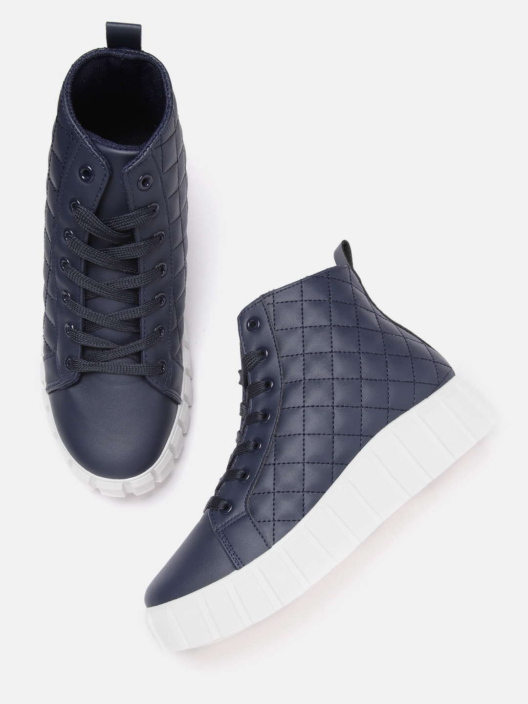 Roadster Women Navy Blue Quilted Detail Sneakers Price in India