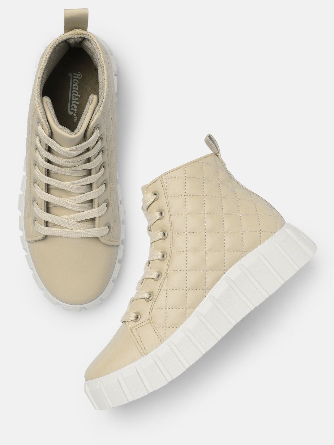 Roadster Women Beige Textured Sneakers Price in India