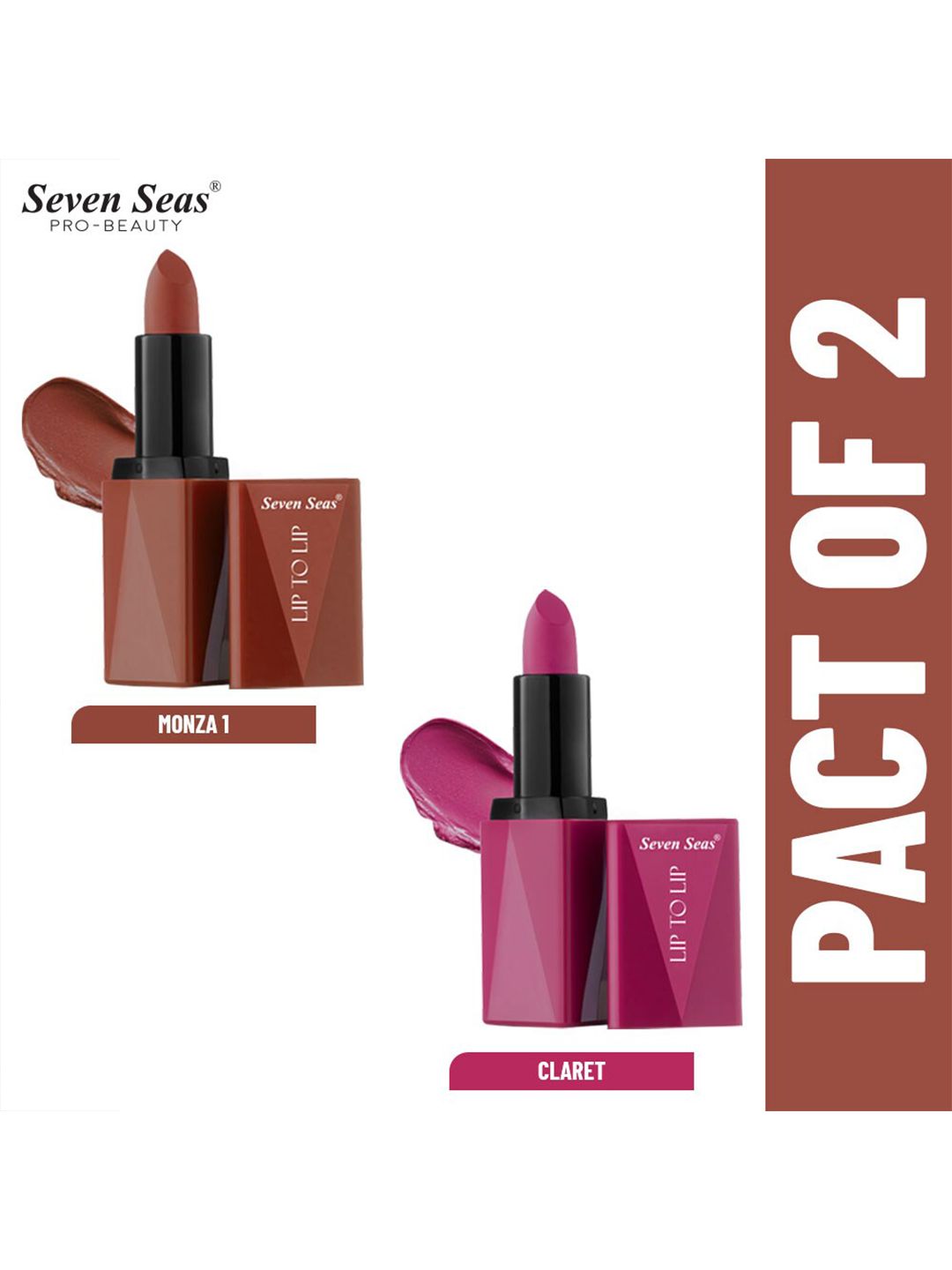 Seven Seas Set of 2 Lip to Lip Matte Lipsticks - Monza 1 & Claret Price in India