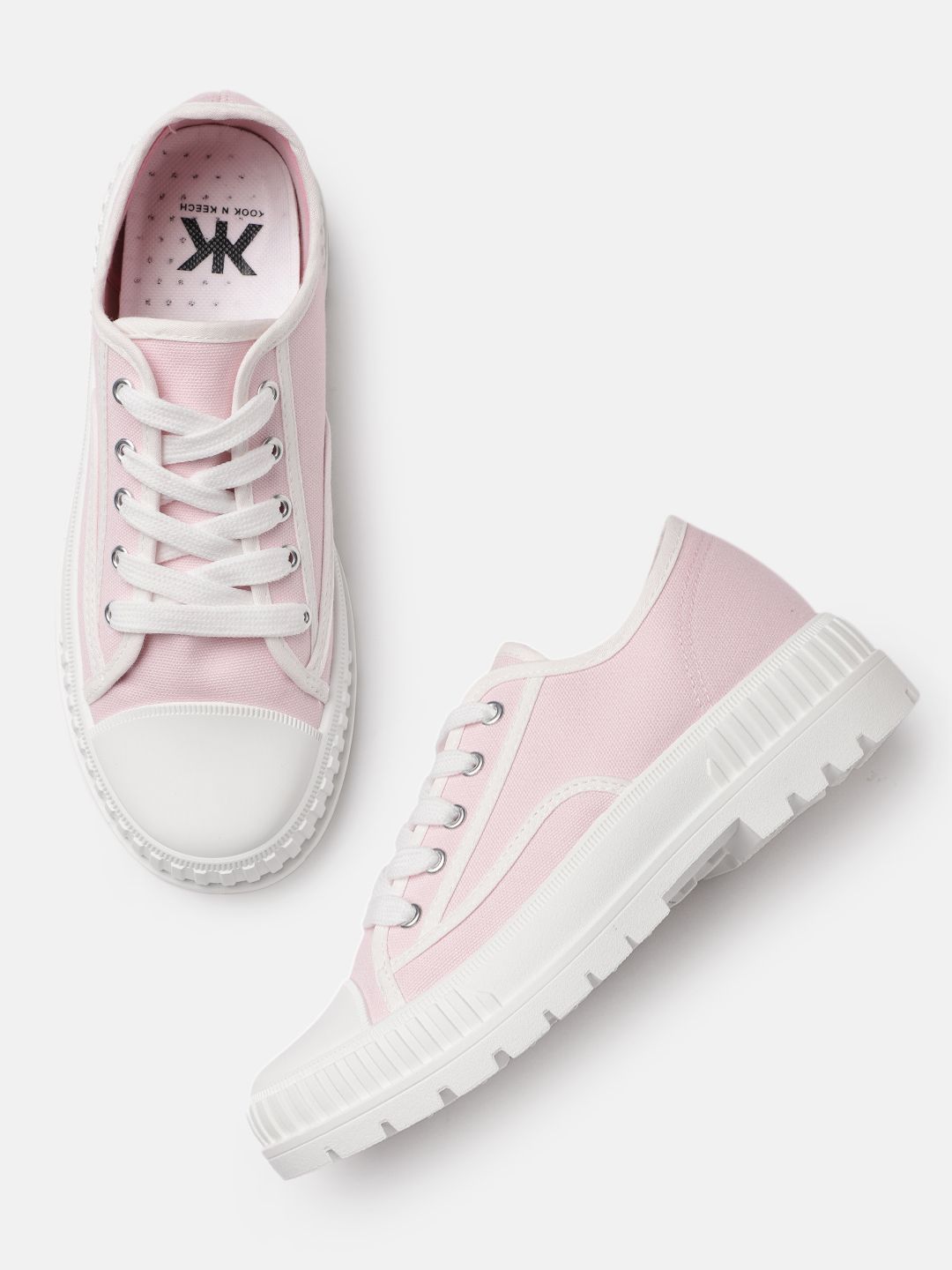 Kook N Keech Women Pink & White Solid Sneakers Price in India