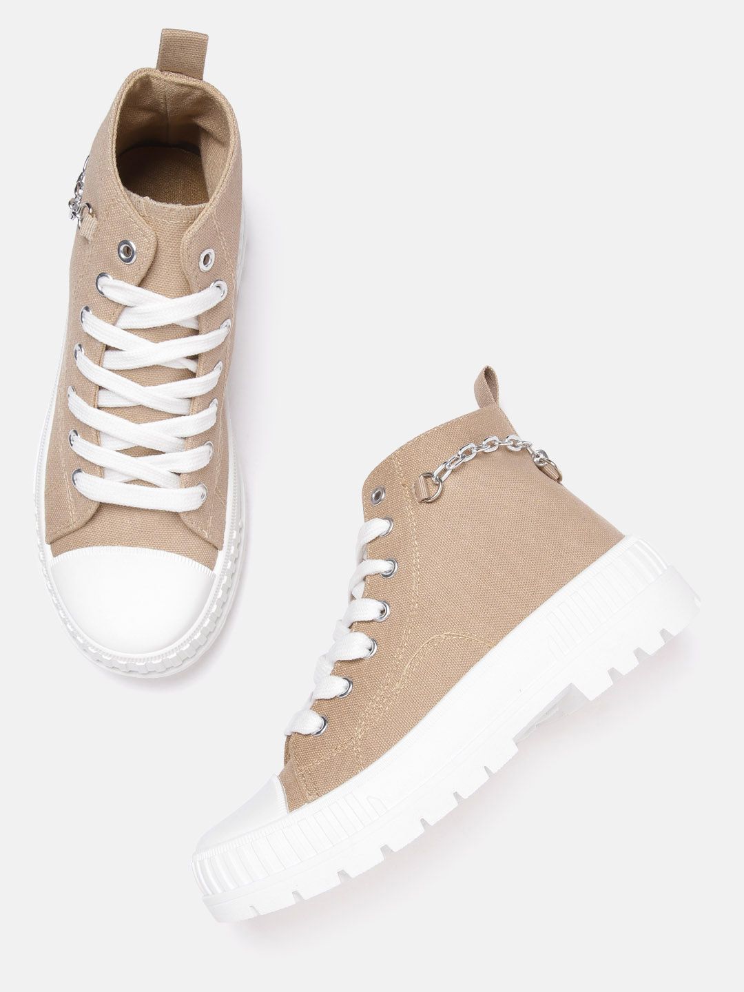 Roadster Women Beige & White Colourblocked Sneakers Price in India