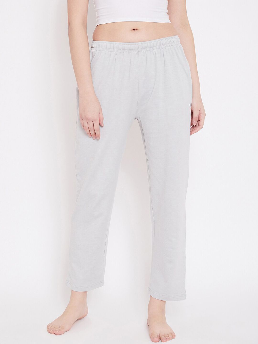 Okane Women Grey Solid Cotton Lounge Pants Price in India