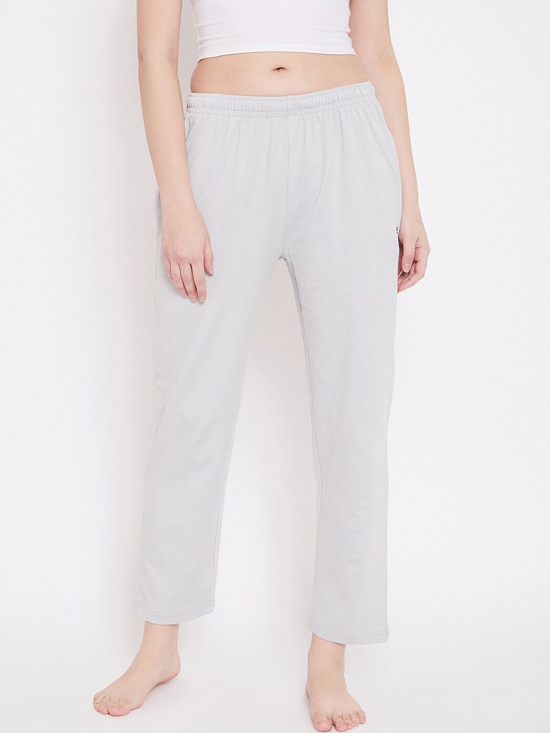 Okane Women Grey Solid Cotton Lounge Pants Price in India