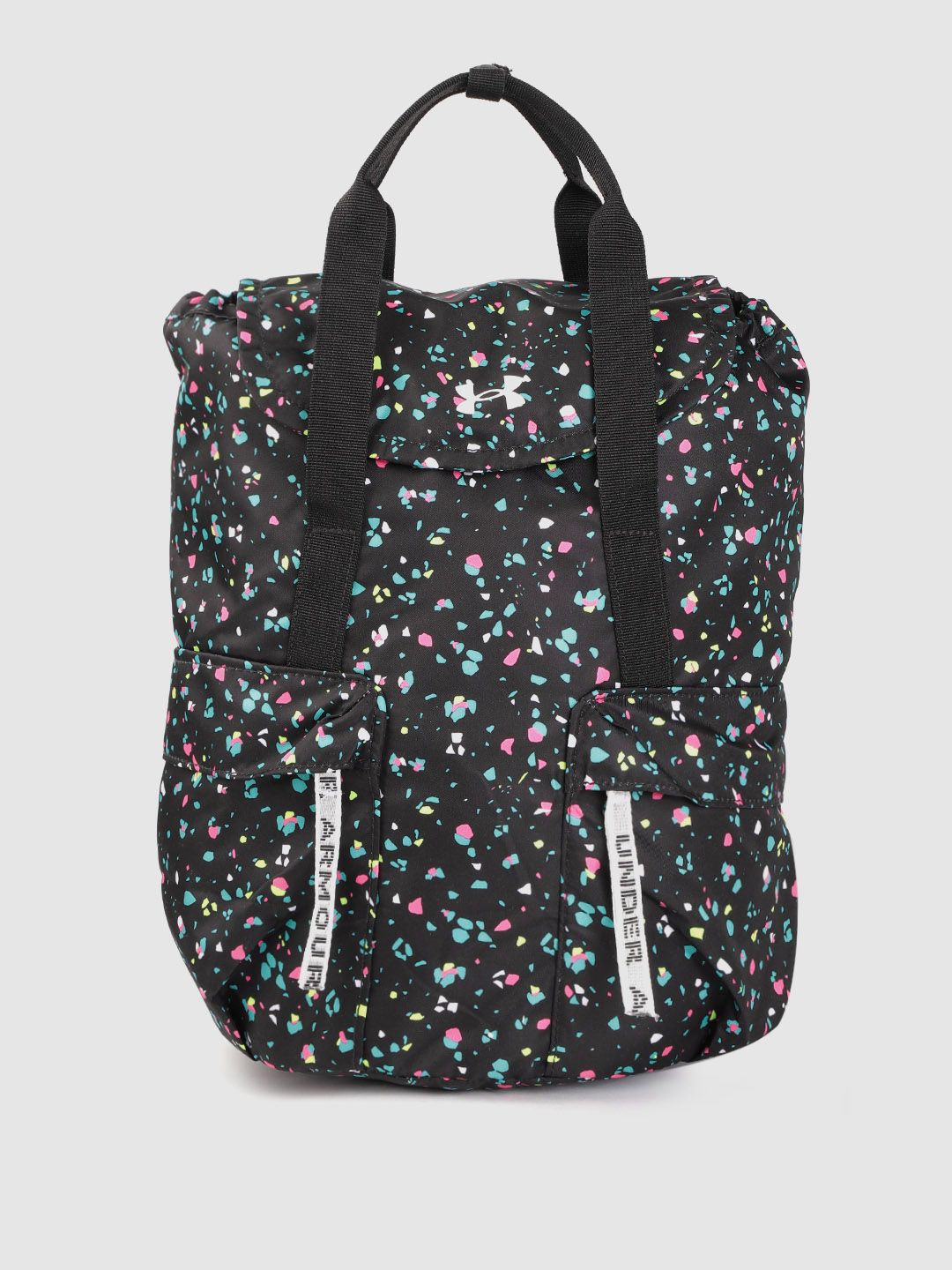 UNDER ARMOUR Women Black & Green Abstract Print Backpack 22 L Price in India