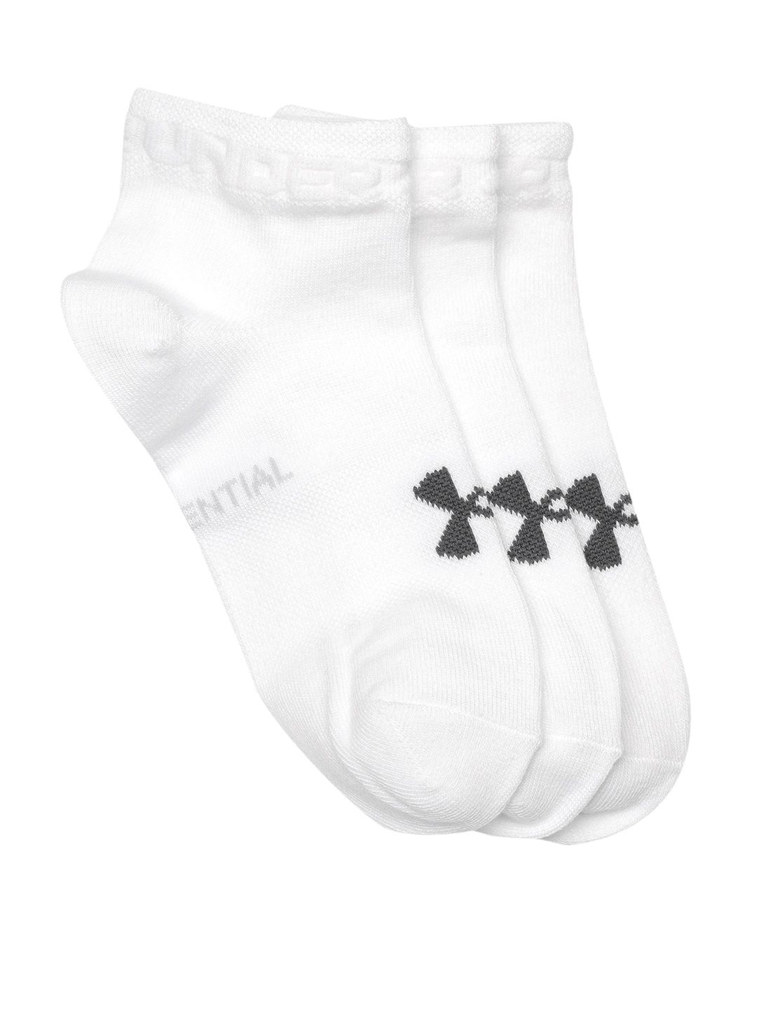 UNDER ARMOUR Unisex Pack of 3 White BrandLogo Pattern Essential Low Cut Ankle Length Socks Price in India