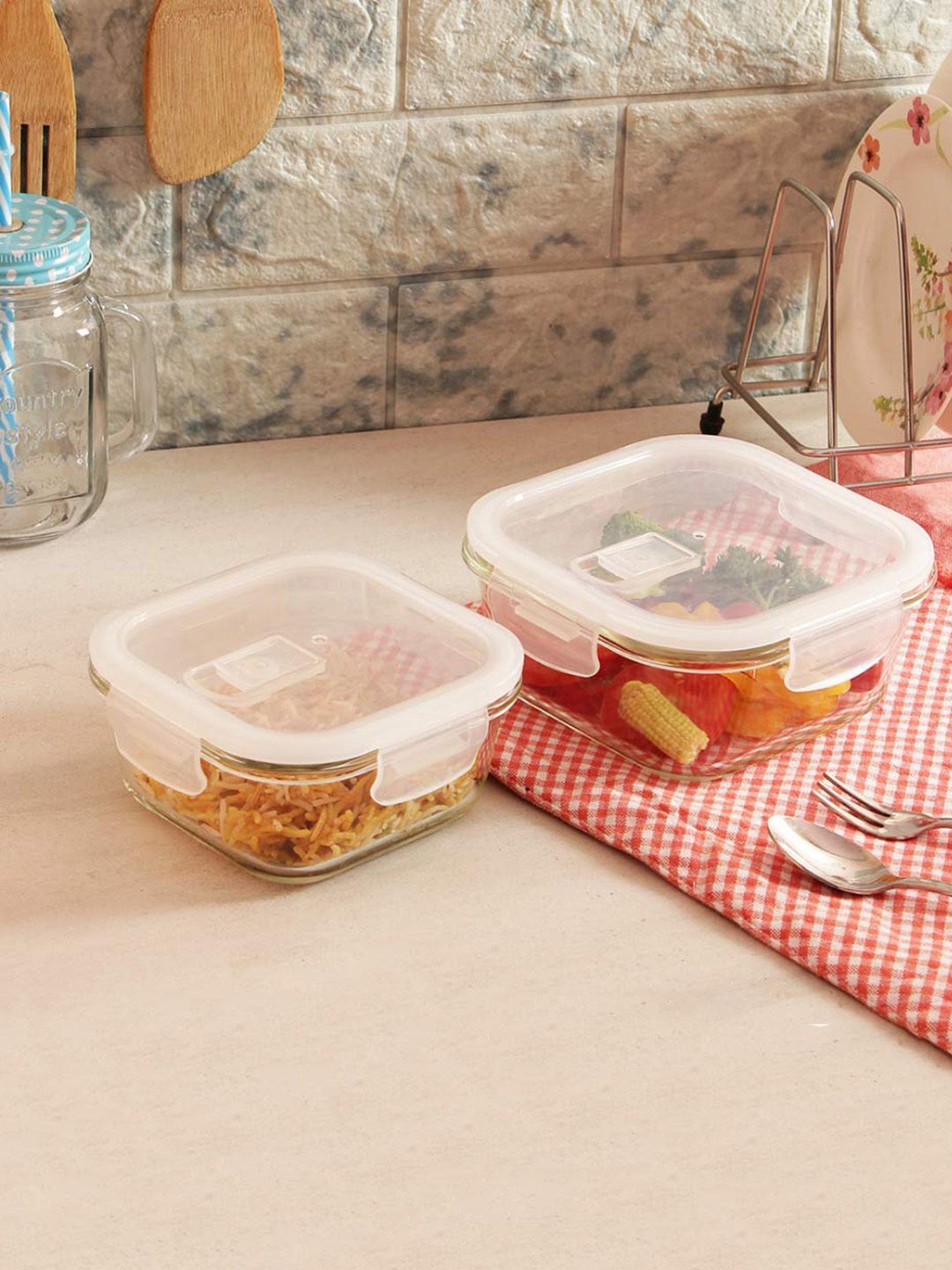 Femora Set Of 2 Transparent Glass Food Storage Containers Price in India