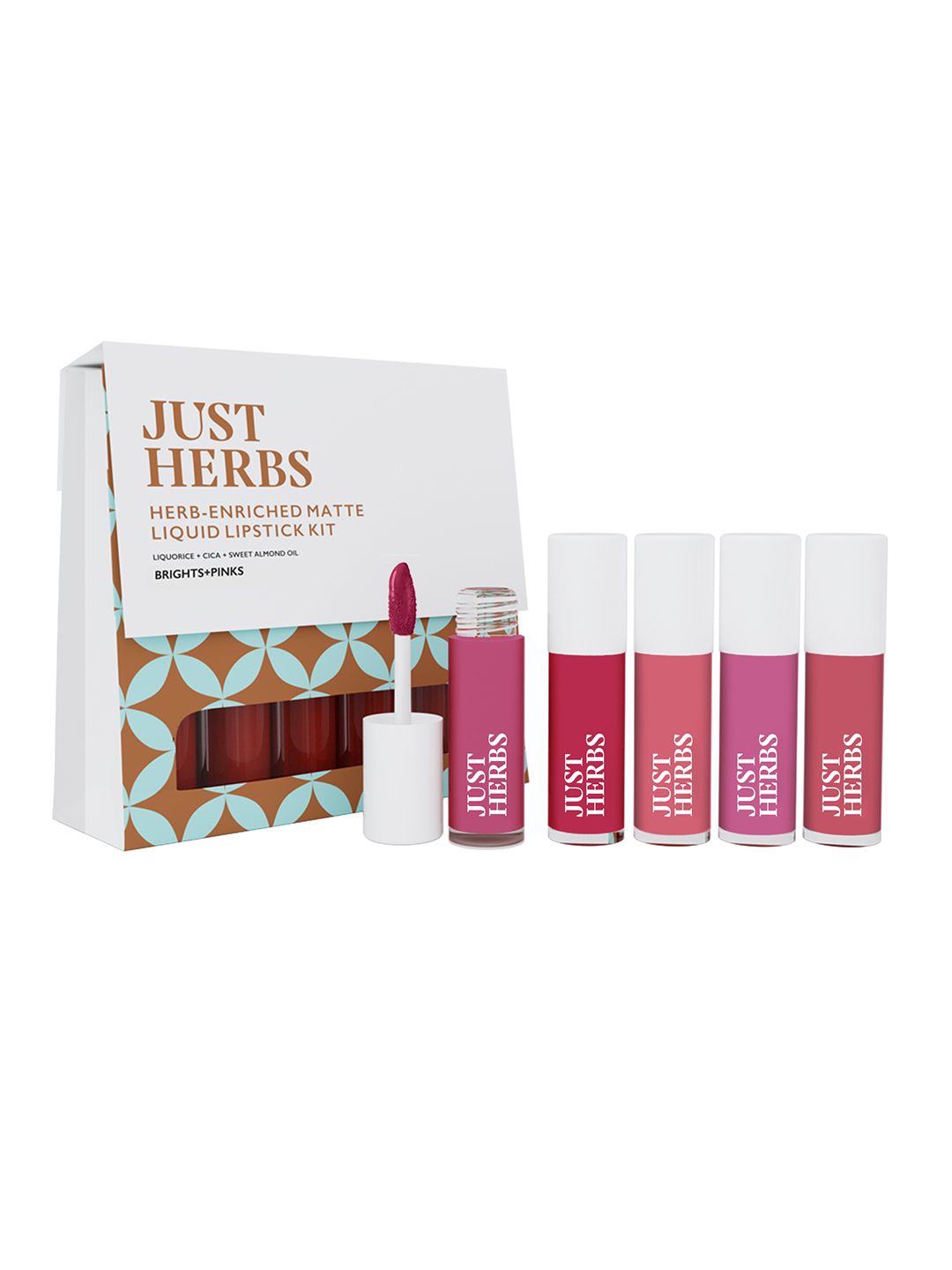 Just Herbs Mini Herb-Enriched Matte Liquid Lipstick Kit - Set of 5 - Brights & Pinks Price in India