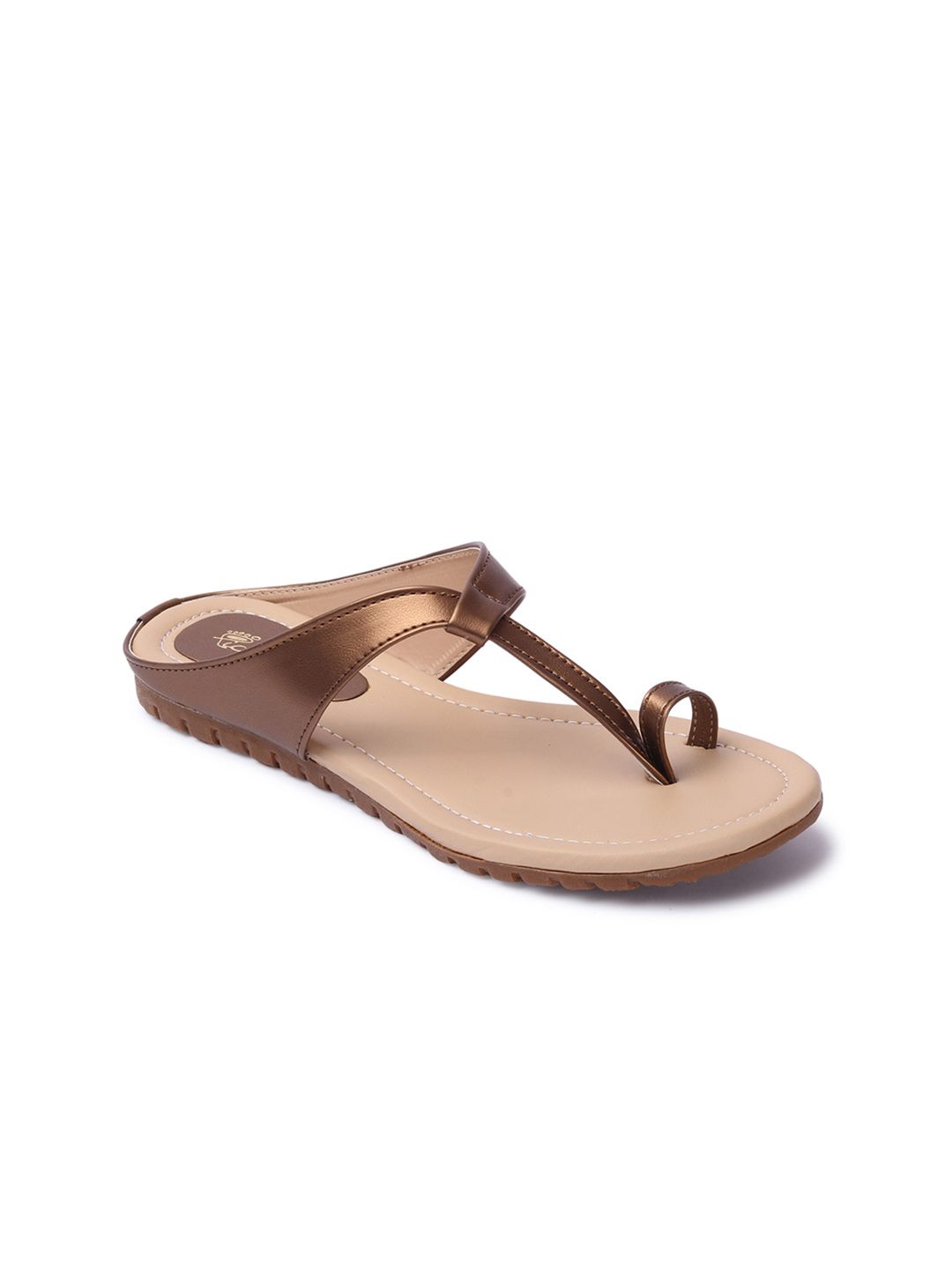Picktoes Women Copper-Toned One Toe Flats Price in India