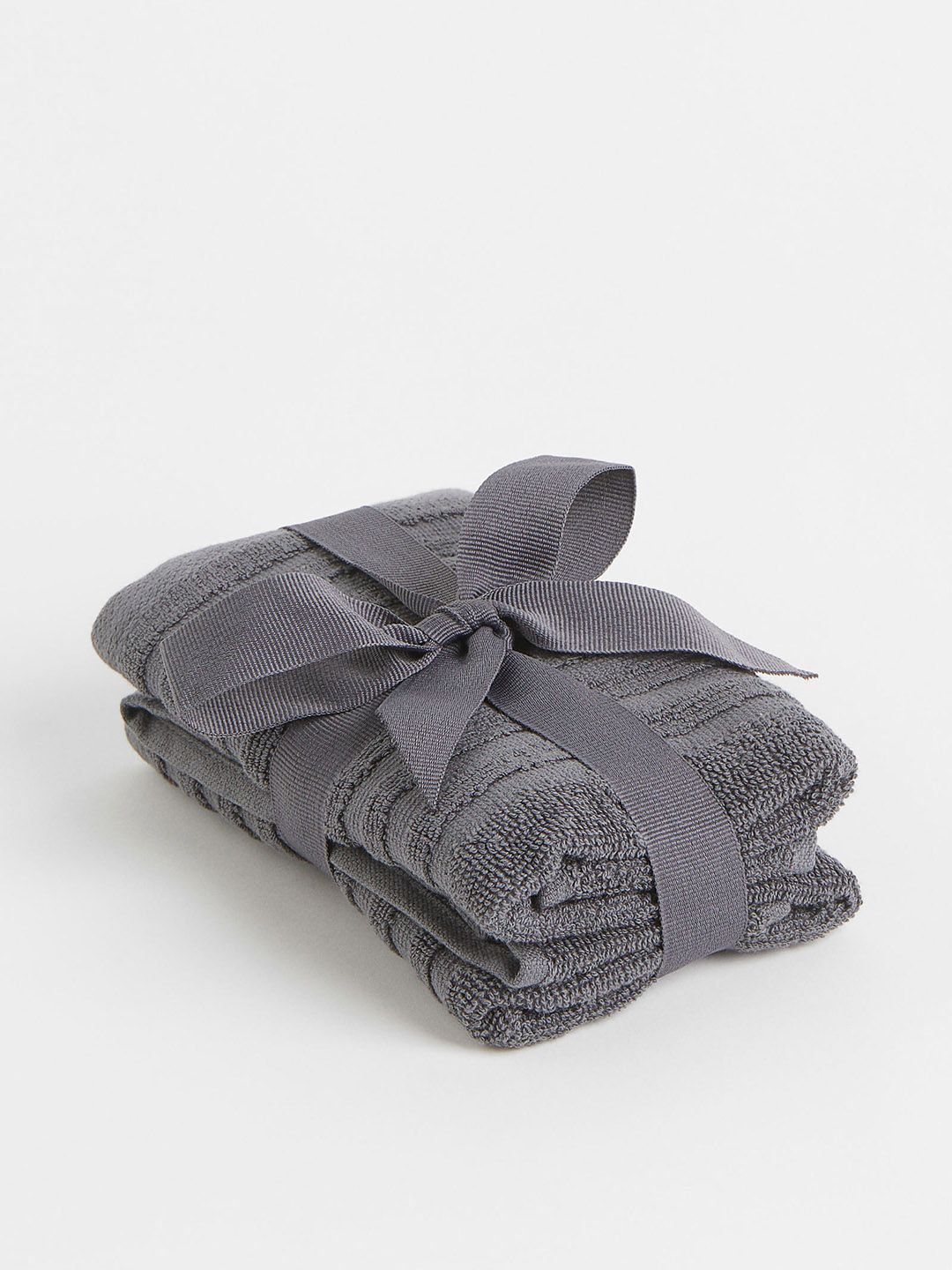 H&M Pack of 2 Grey Cotton Guest Towels Price in India