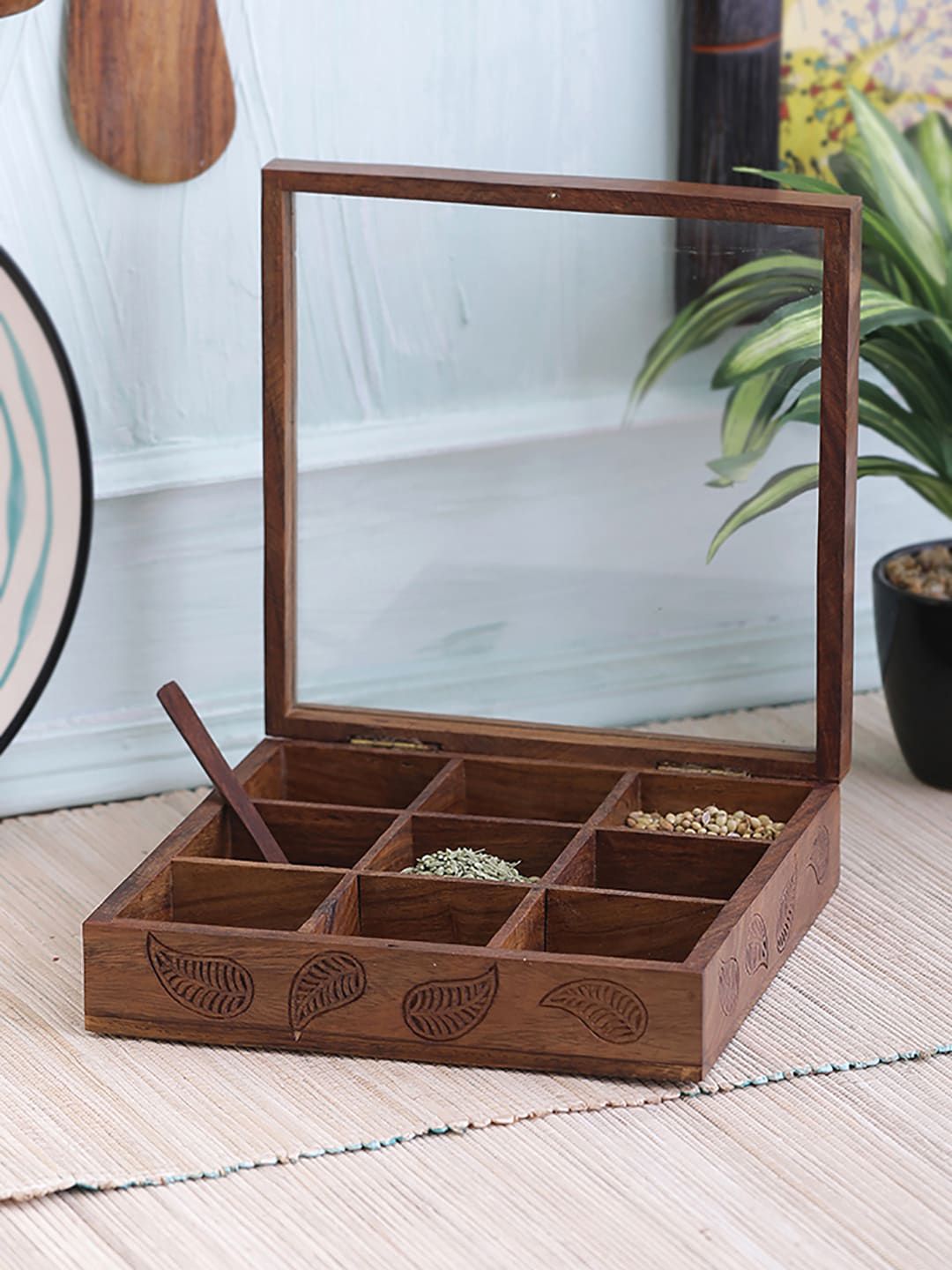 VarEesha Brown Wooden Spice Box Price in India