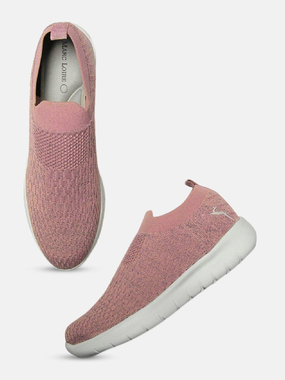 Marc Loire Women Peach-Coloured Printed Slip-On Sneakers Price in India