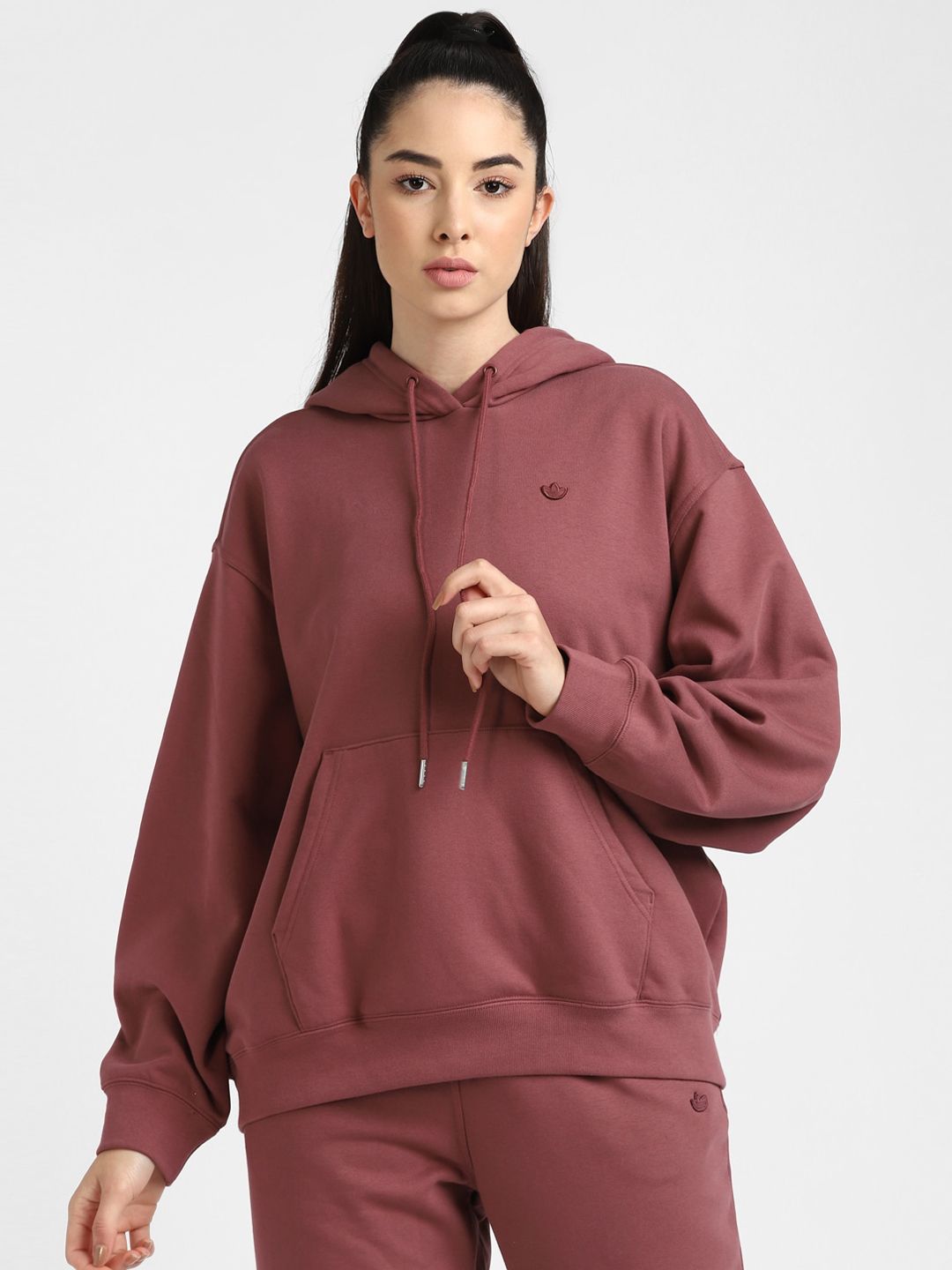 ADIDAS Originals Women Red Hooded Sweatshirt Price in India