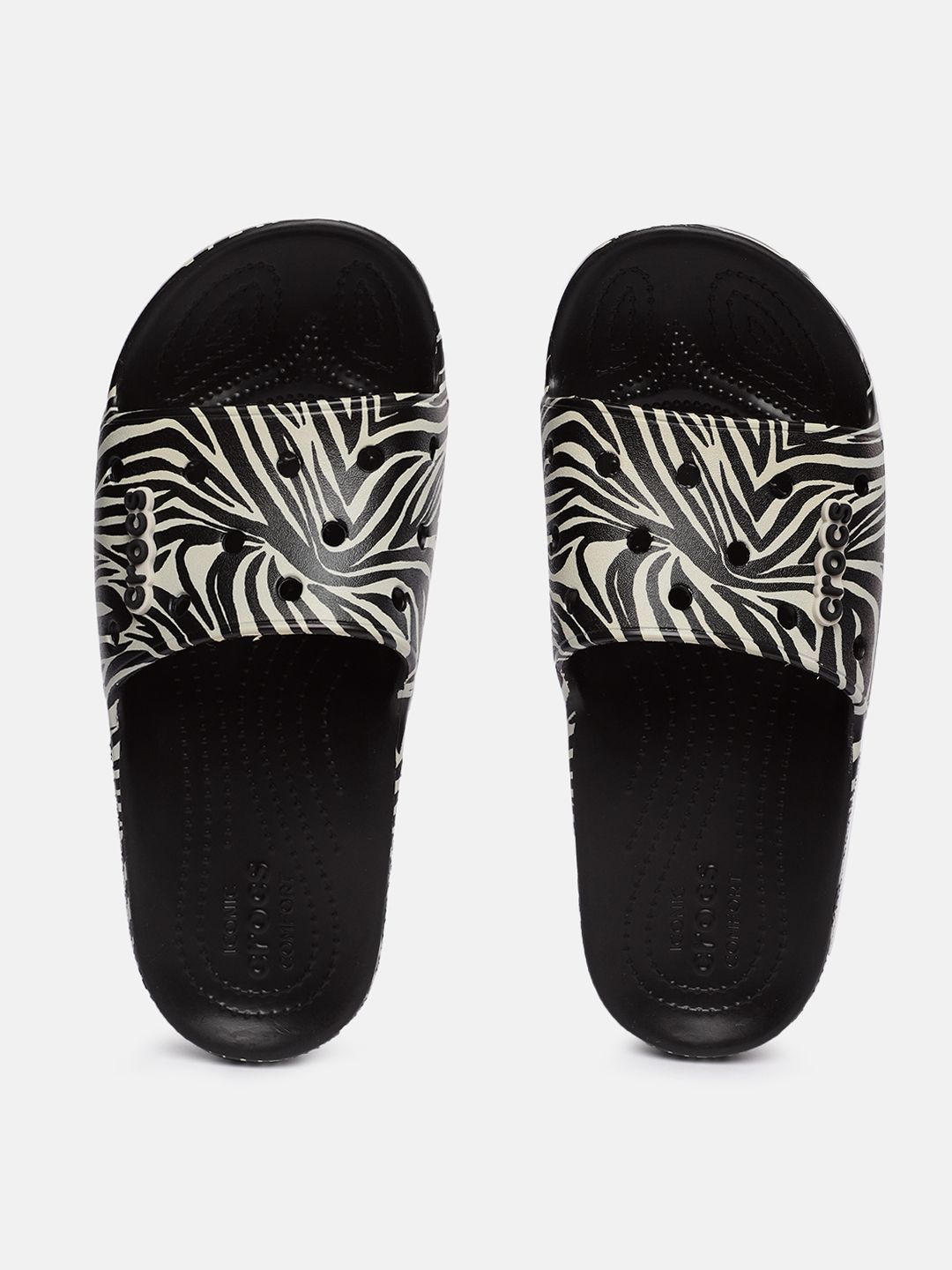 Crocs Unisex Black & Off-White Animal Printed Clogs Price in India