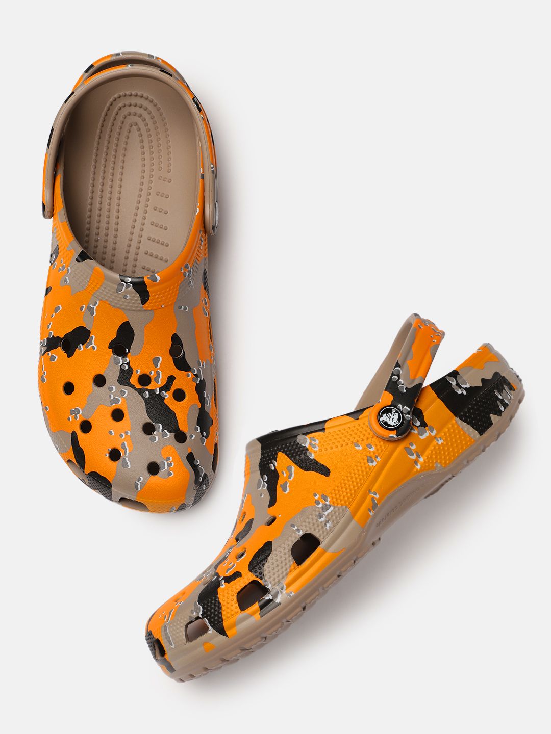 Crocs Unisex Orange Printed Camo Clogs Price in India