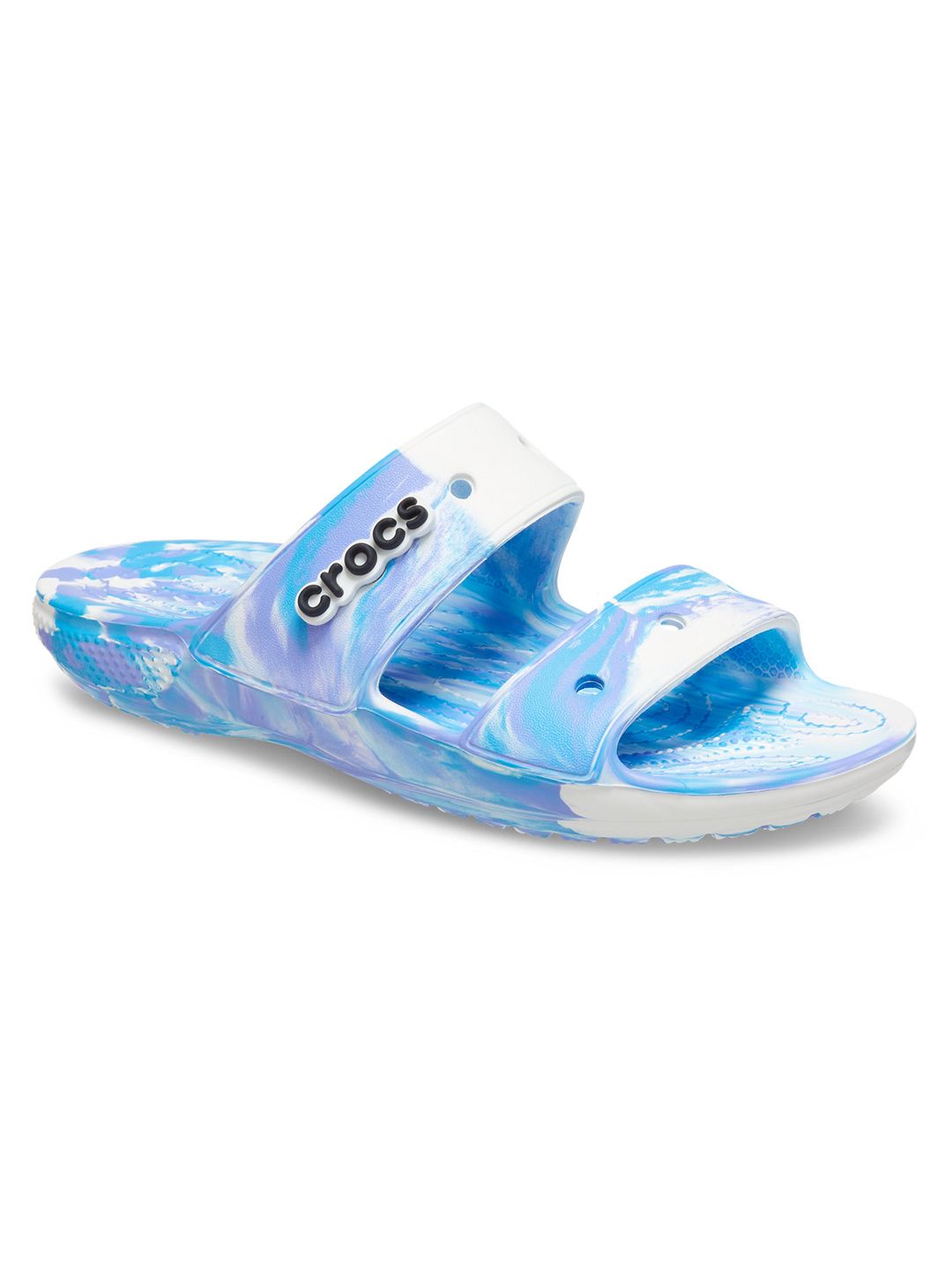 Crocs Unisex Blue & White Printed Croslite Sliders Price in India