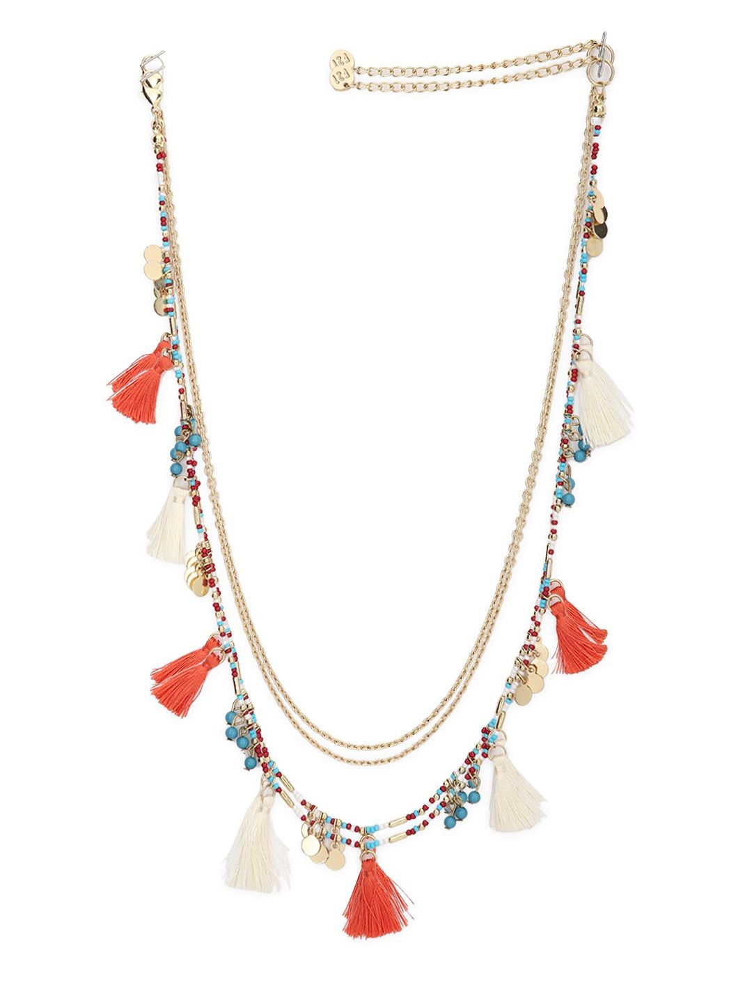 FOREVER 21 Gold-Toned & Orange Tasselled Necklace Price in India