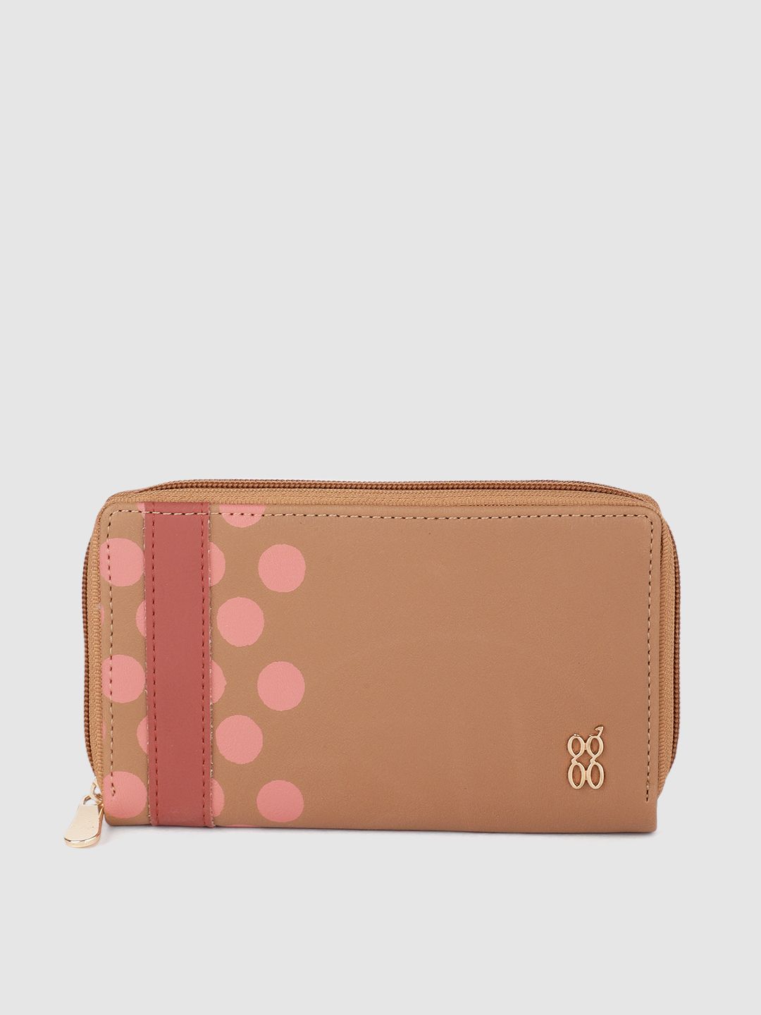 Baggit Women Brown Solid Zip Around Wallet Price in India