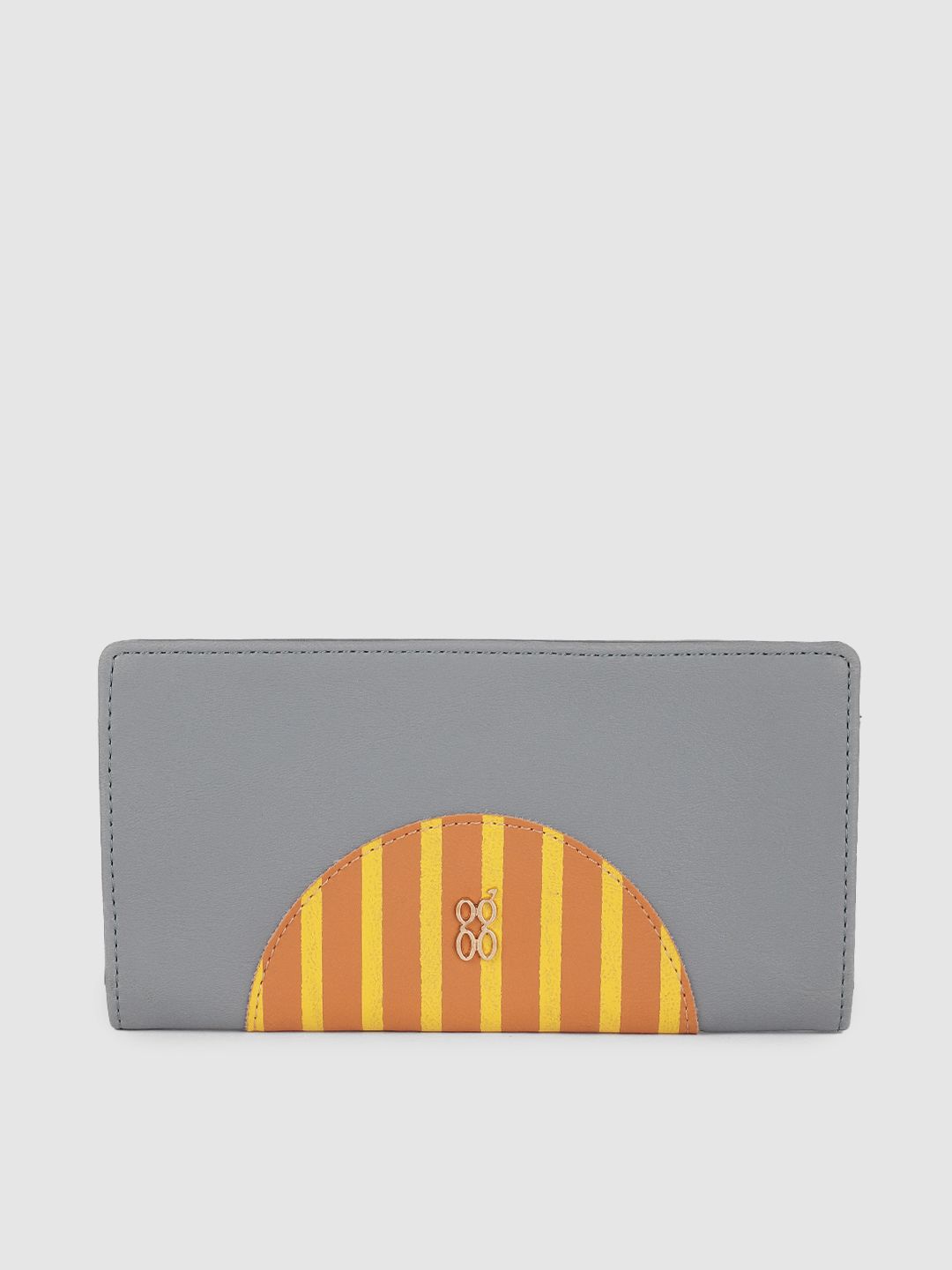 Baggit Women Grey & Brown Solid Two Fold Wallet Price in India