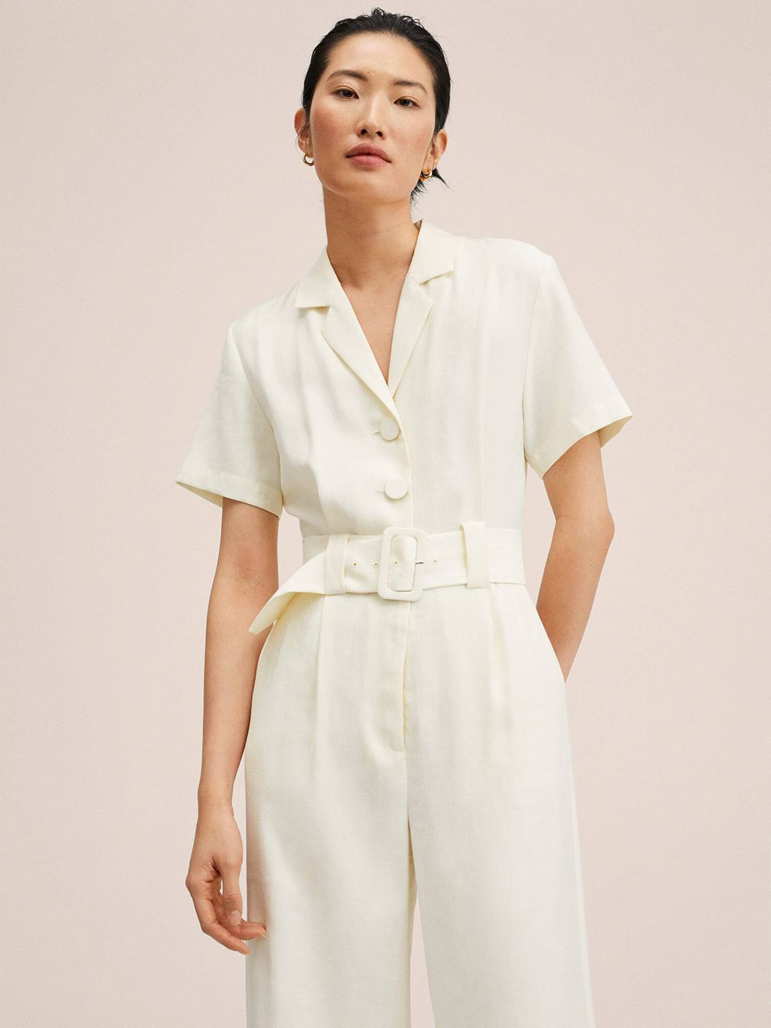 MANGO Off White Culotte Jumpsuit Price in India