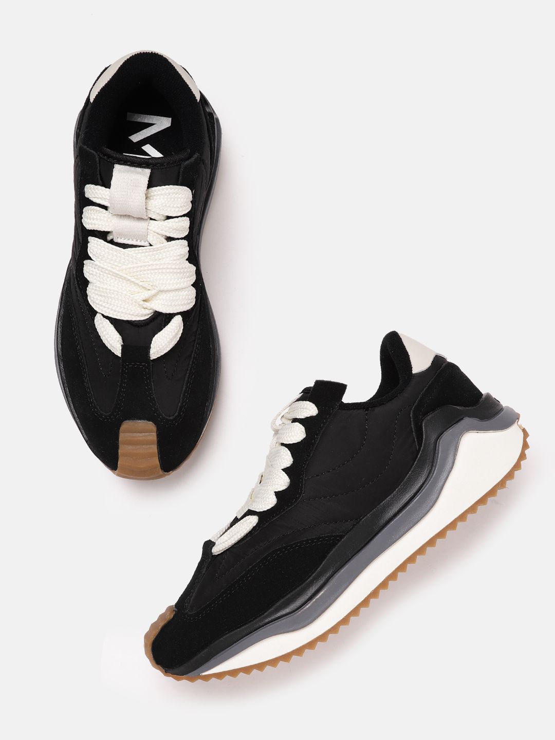 MANGO Women Black Solid Sneakers Price in India