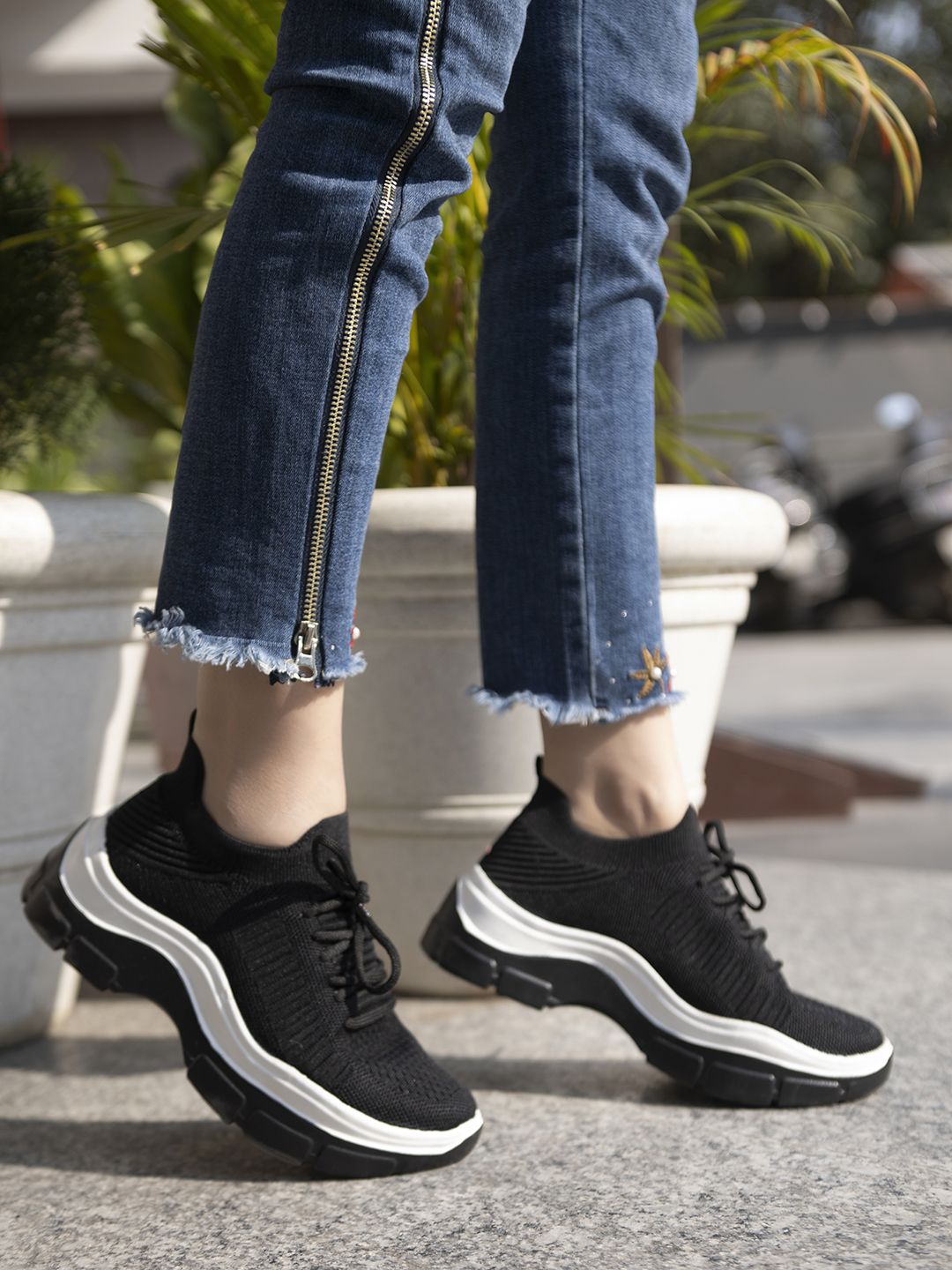 Shoetopia Women Black Walking Non-Marking Shoes Price in India