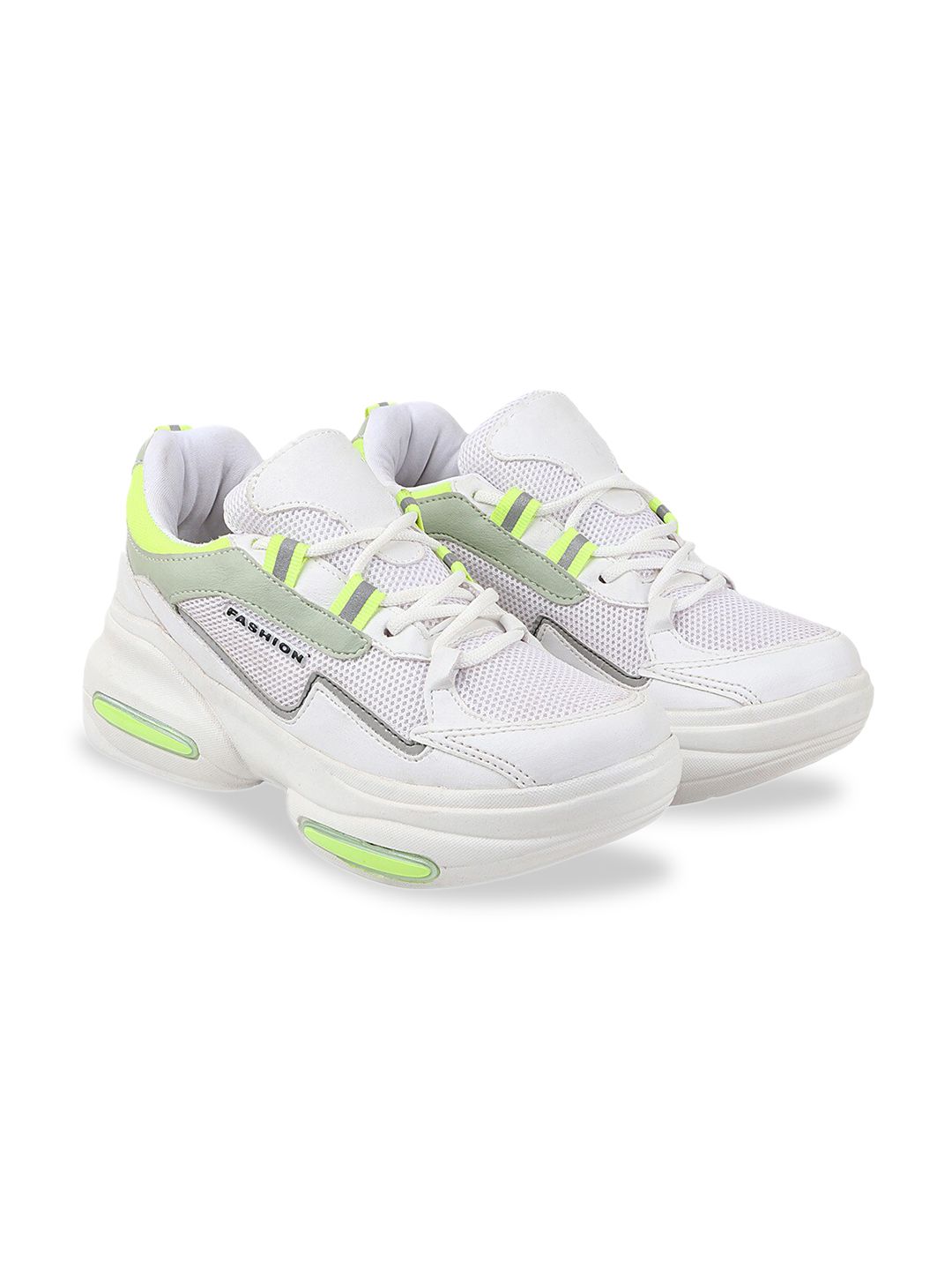 Shoetopia Women Green & White Walking Sports Shoes Price in India