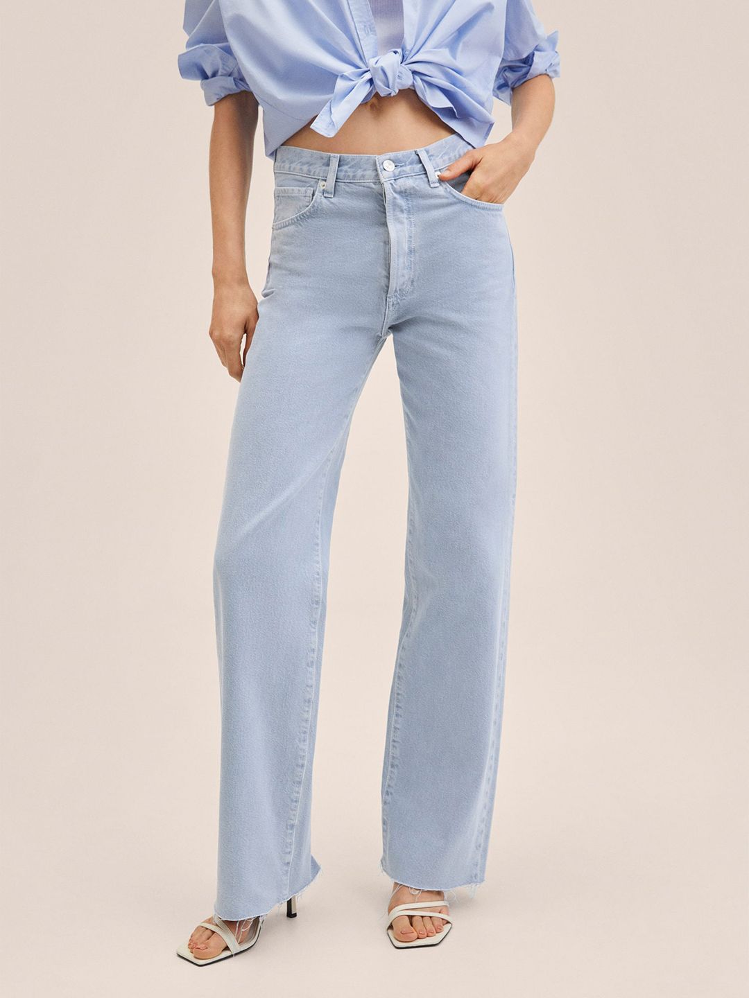 MANGO Women Blue Solid High-Rise Jeans Price in India