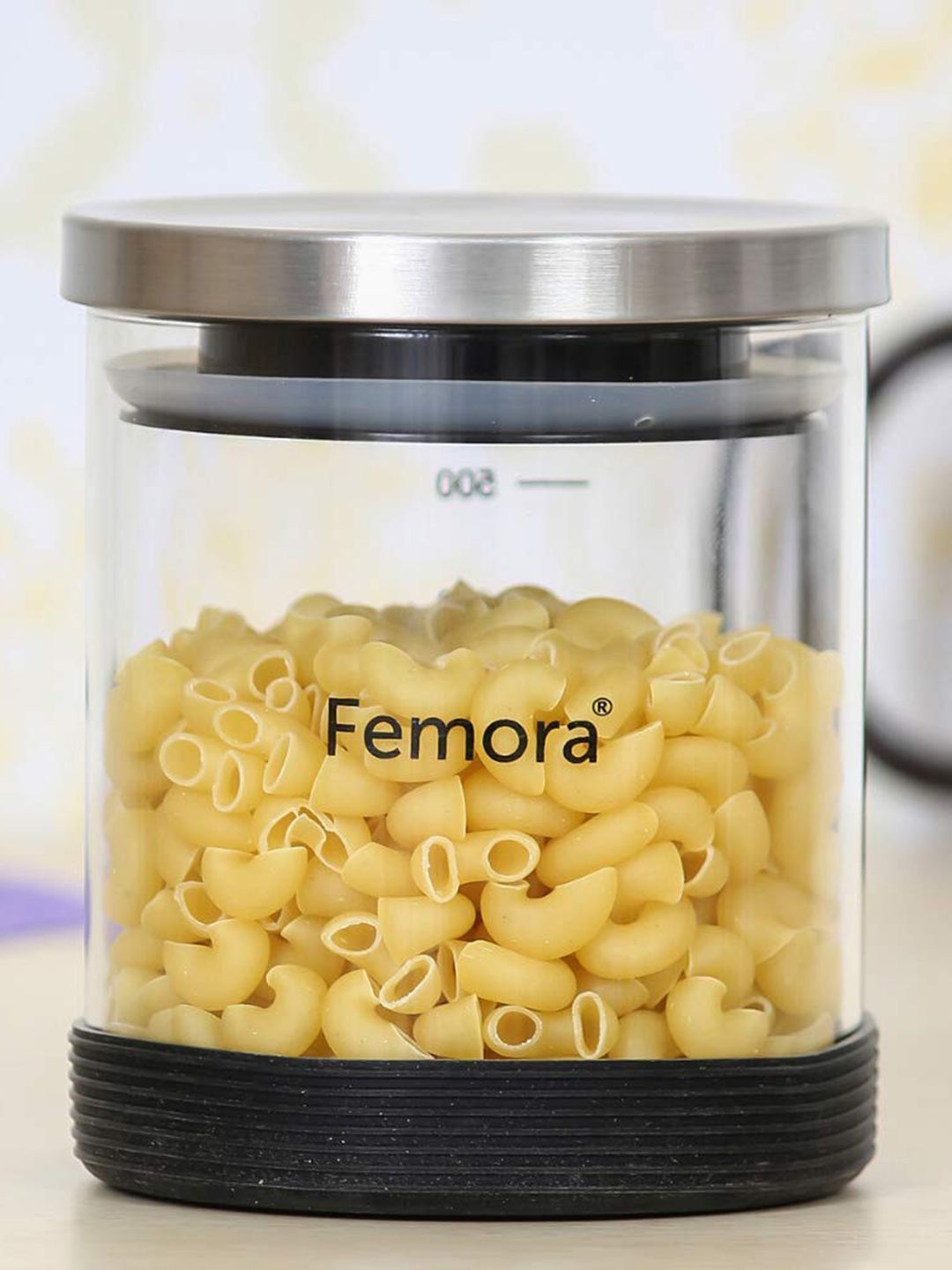Femora Set Of 3 Transparent & Silver-Toned Air-Tight Borosilicate Glass Storage Containers Price in India