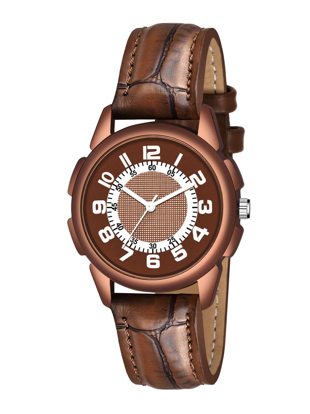 HAPPY KHAJANA Women Brown Brass Dial & Brown Synthetic Straps Analogue Wrist Watch Price in India