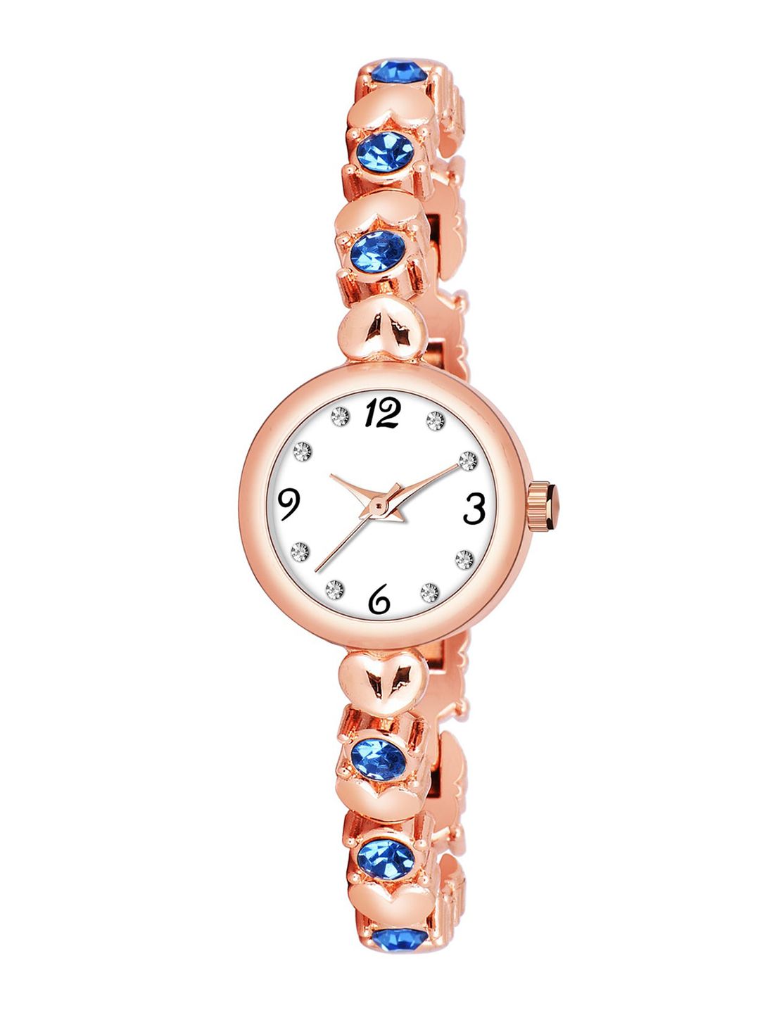 HAPPY KHAJANA Women White Brass Dial & Rose Gold Toned Straps Analogue Watch LADIES_777 Price in India