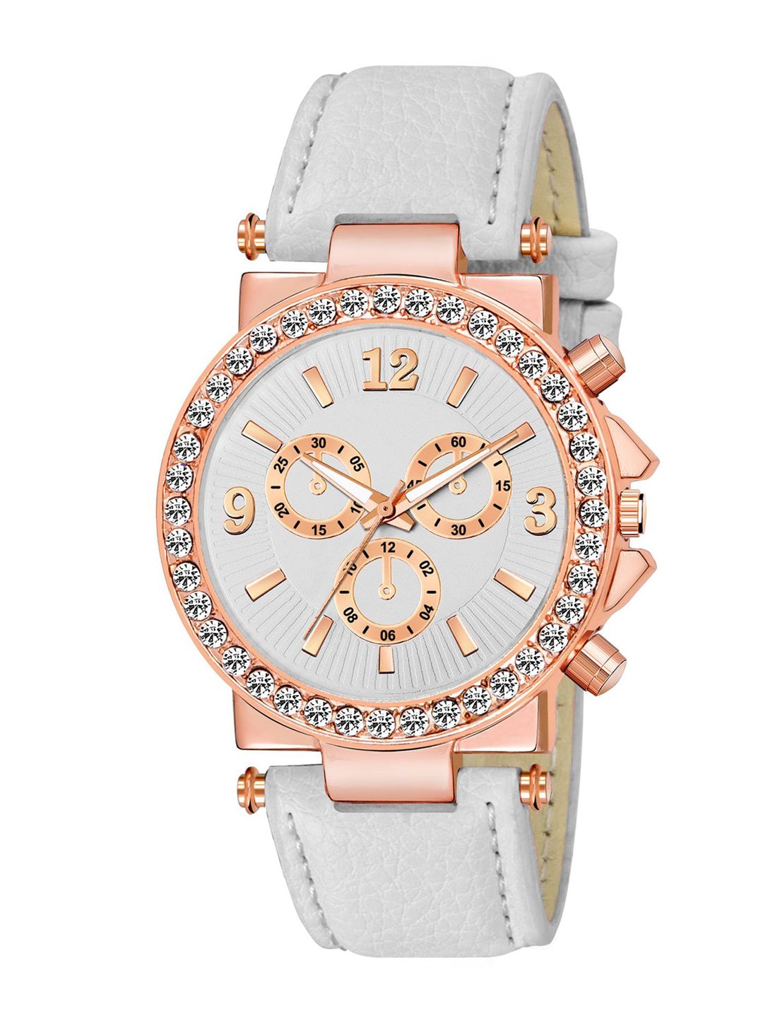 HAPPY KHAJANA Women White Brass Embellished Dial & Straps Analogue Watch LADIES_831 Price in India