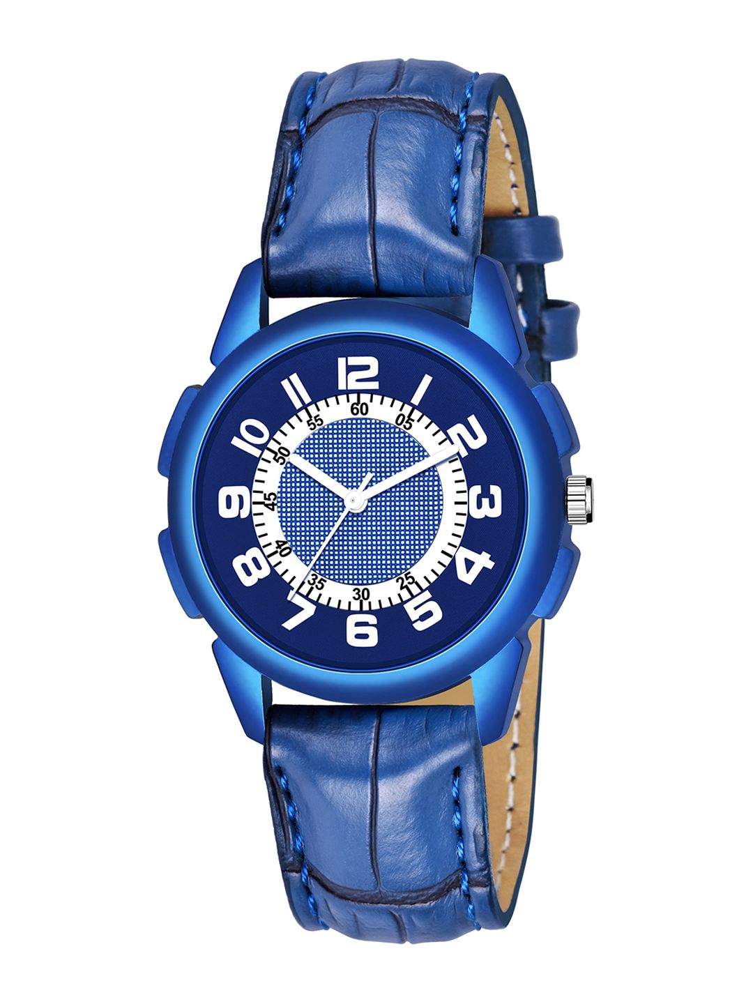 HAPPY KHAJANA Women Blue Brass Dial & Blue Textured Straps Analogue Watch Price in India