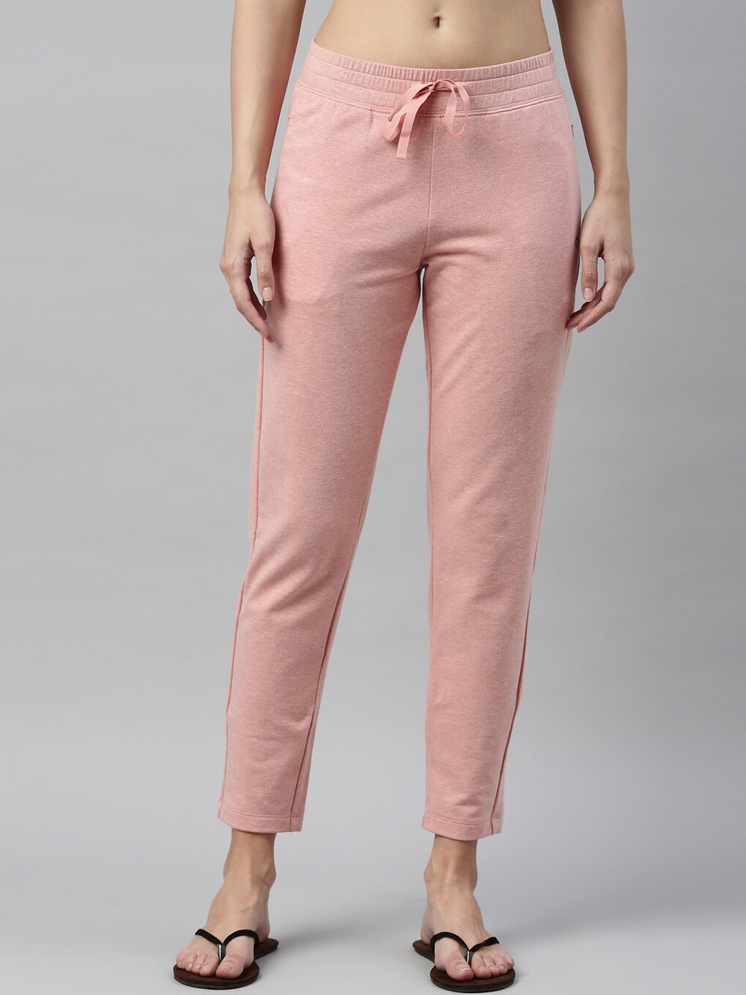 Enamor Women Pink Solid Cotton Slim-Fit Lounge Pants Price in India