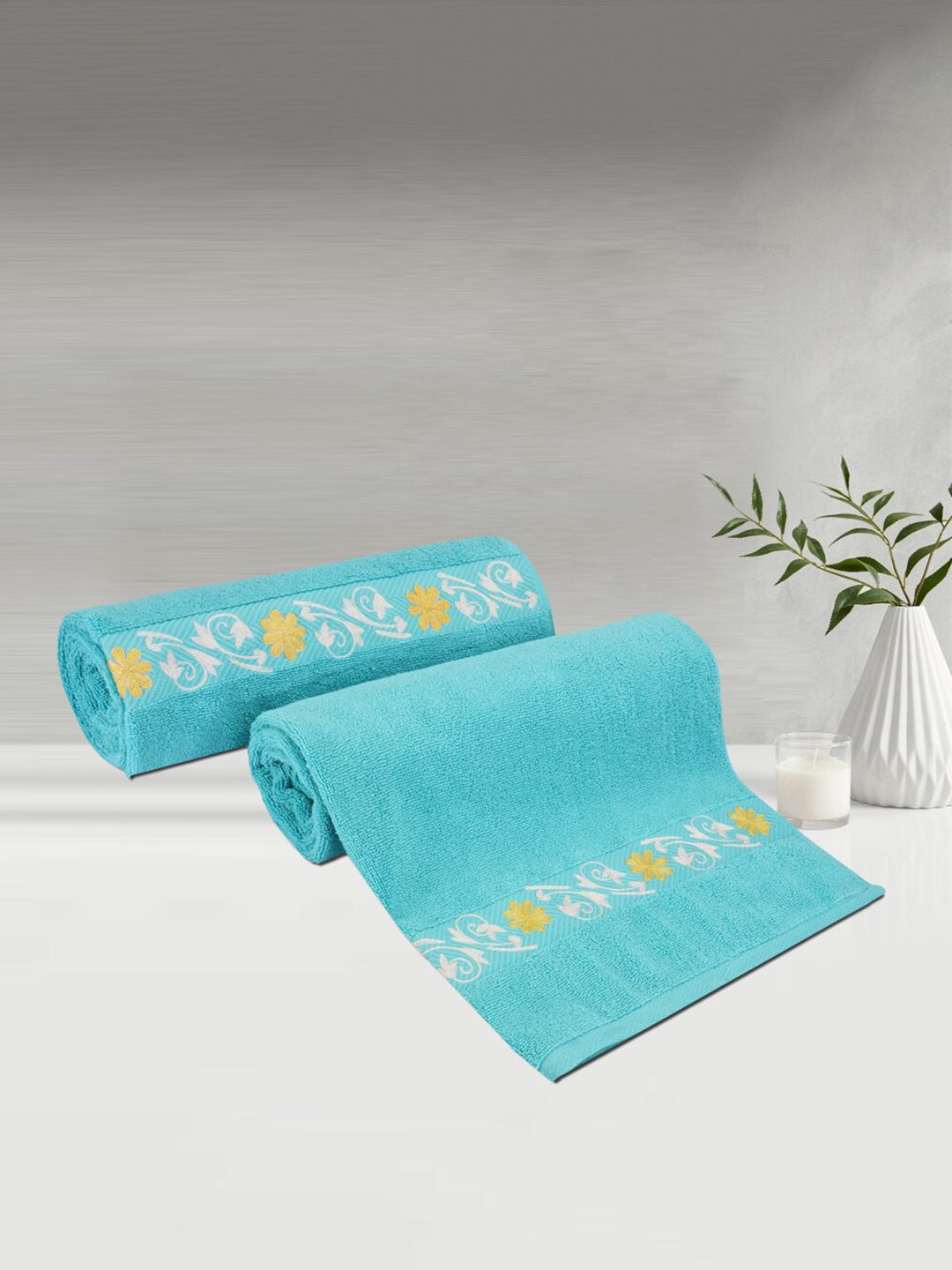 LUSH & BEYOND Set of 2 500 GSM Pure Cotton Bath Towels Price in India
