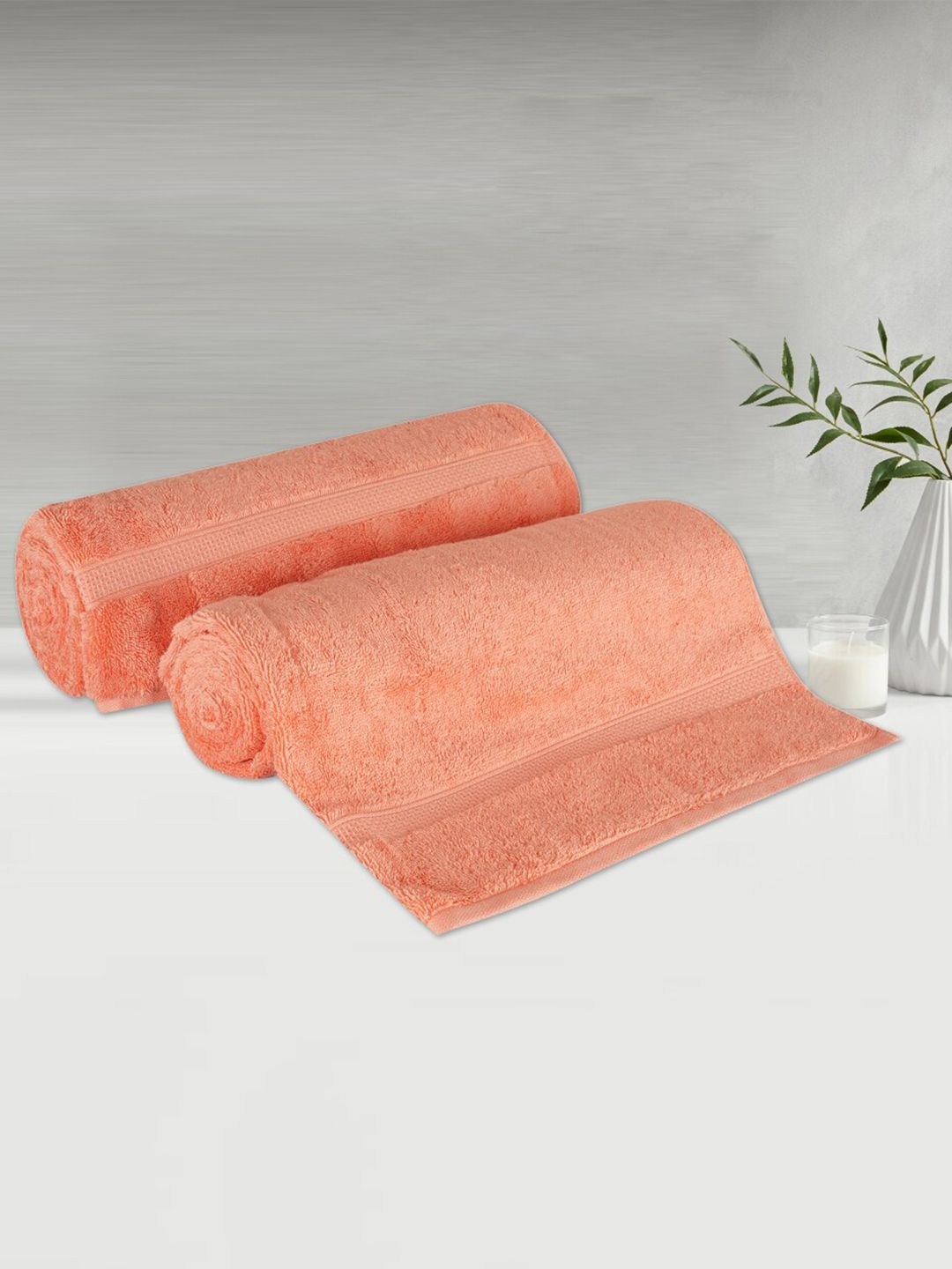 LUSH & BEYOND Set Of 2 500 GSM Pure Cotton Bath Towels Price in India