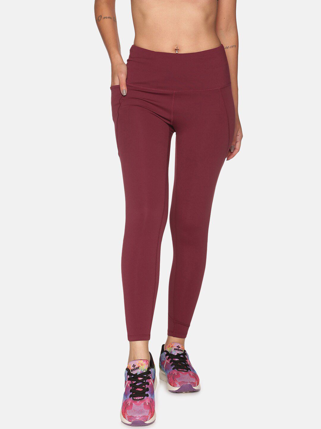 BlissClub Women Burgundy Super Stretchy and High Waisted The Ultimate Leggings Price in India
