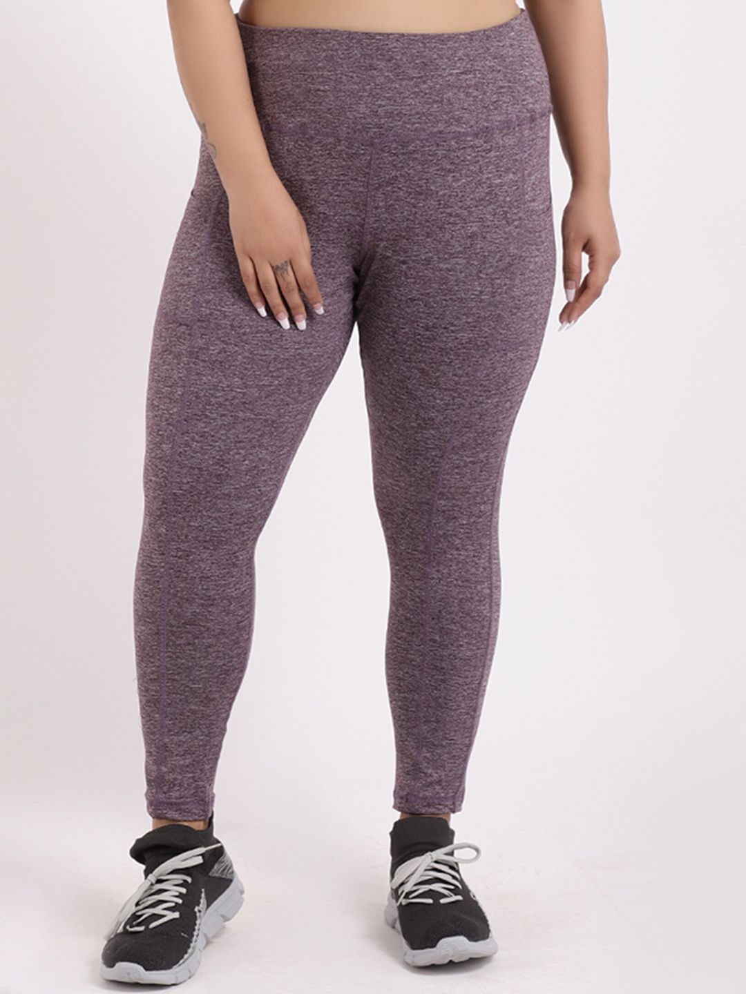 STUDIOACTIV Women Plus Size Purple Solid Tights Price in India