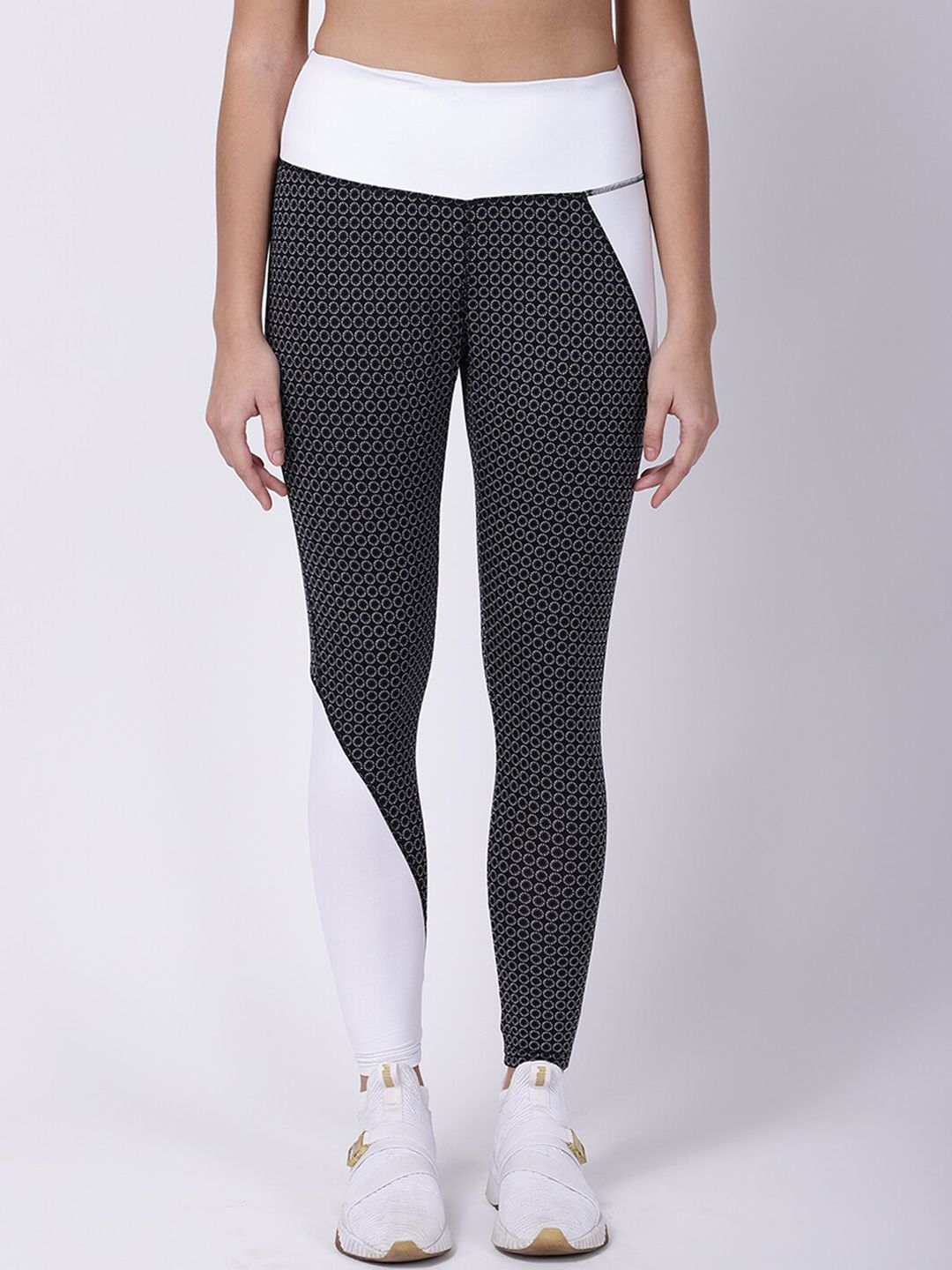 STUDIOACTIV Women Black & White Printed Tights Price in India