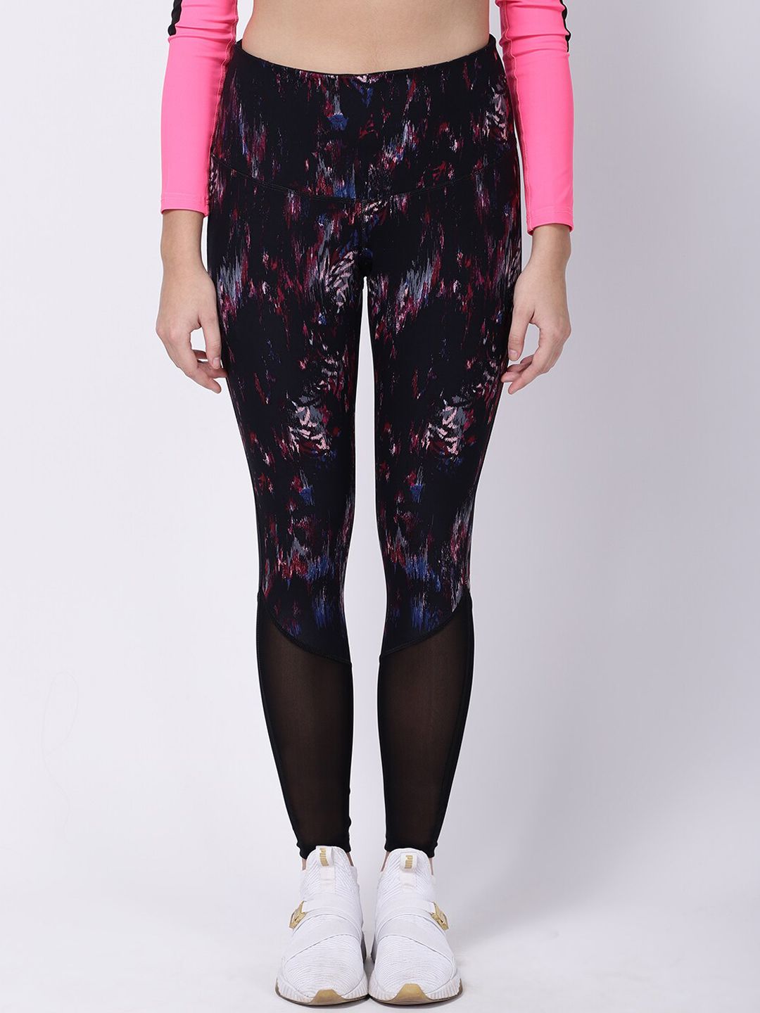 STUDIOACTIV Women Black & Pink Printed Tights Price in India